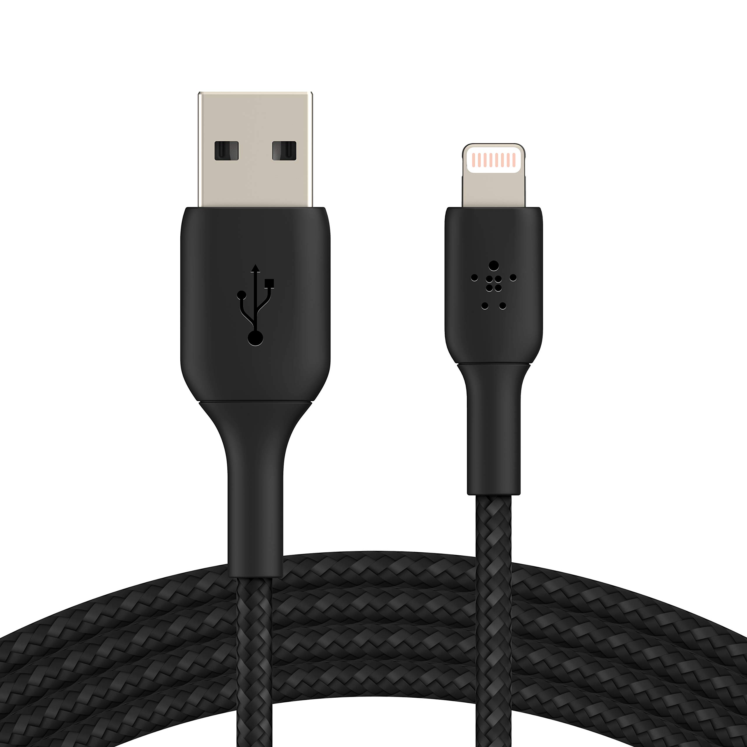 Belkin MFi-Certified 3m Braided Lightning to USB Cable - Fast Charging for iPhone 14/13/12/11/X, iPad & AirPods - Durable Nylon Cover for Home, Office & Travel (Black)