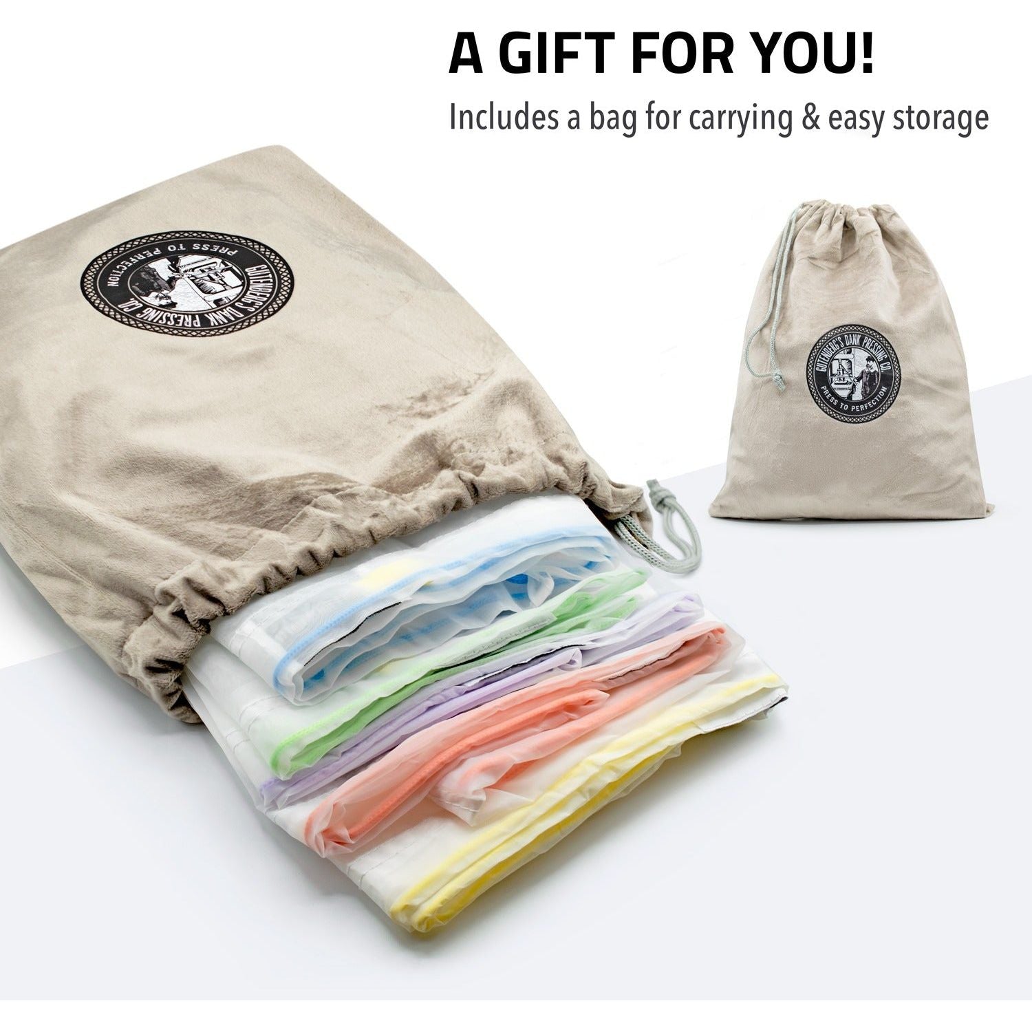 Gutenberg's Dank Pressing Co 10 Gallon All Mesh Bubble Hash Bags 4-Piece Set - Perfect for Herbal Extraction & DIY Concentrate Making