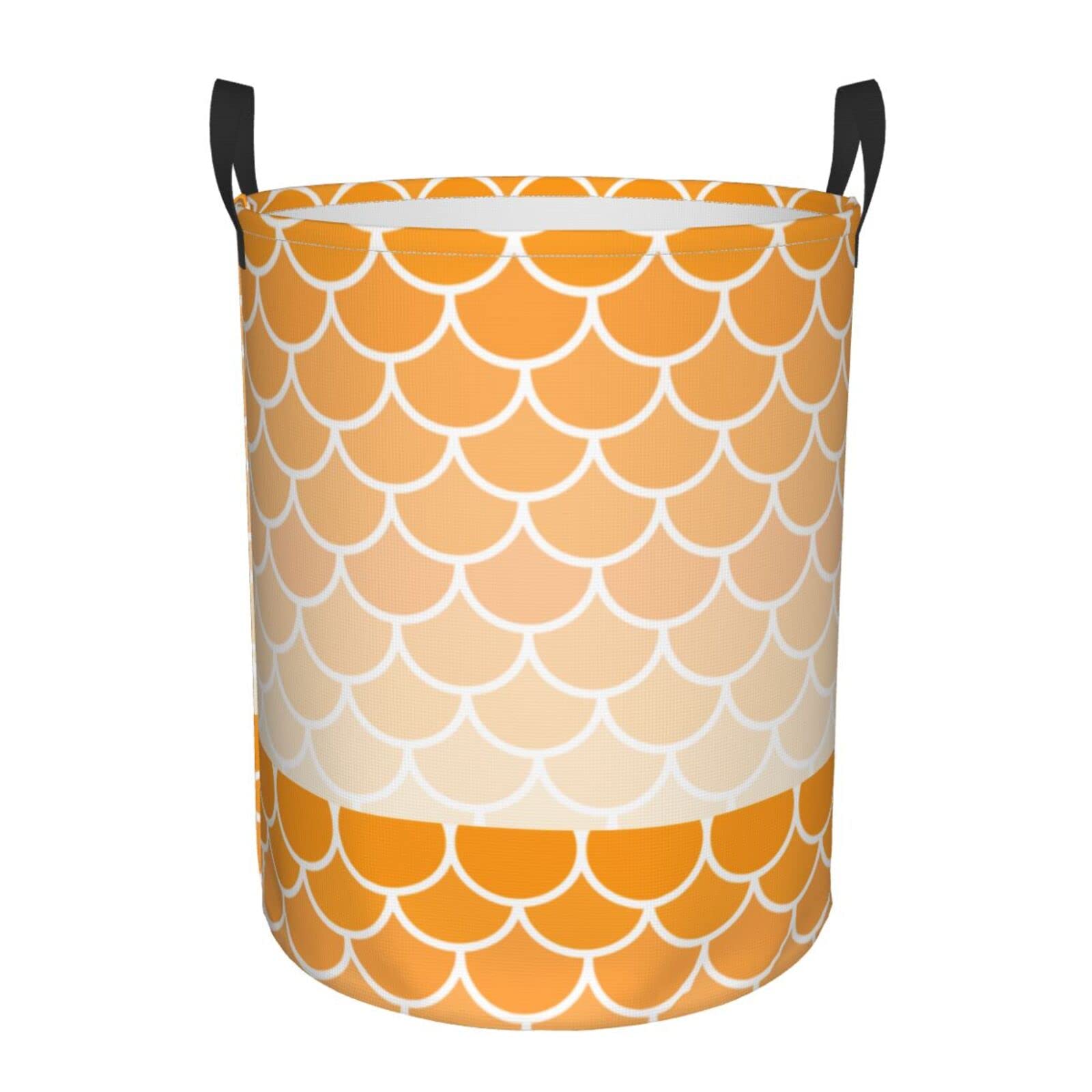 Mermaid Laundry Hamper - Collapsible & Foldable Clothes Basket with Handles, Easy Carry Storage Organizer for Bedroom, Kids Toys, or Travel - Orange (Perfect for Small Spaces & Laundry Room Organization)