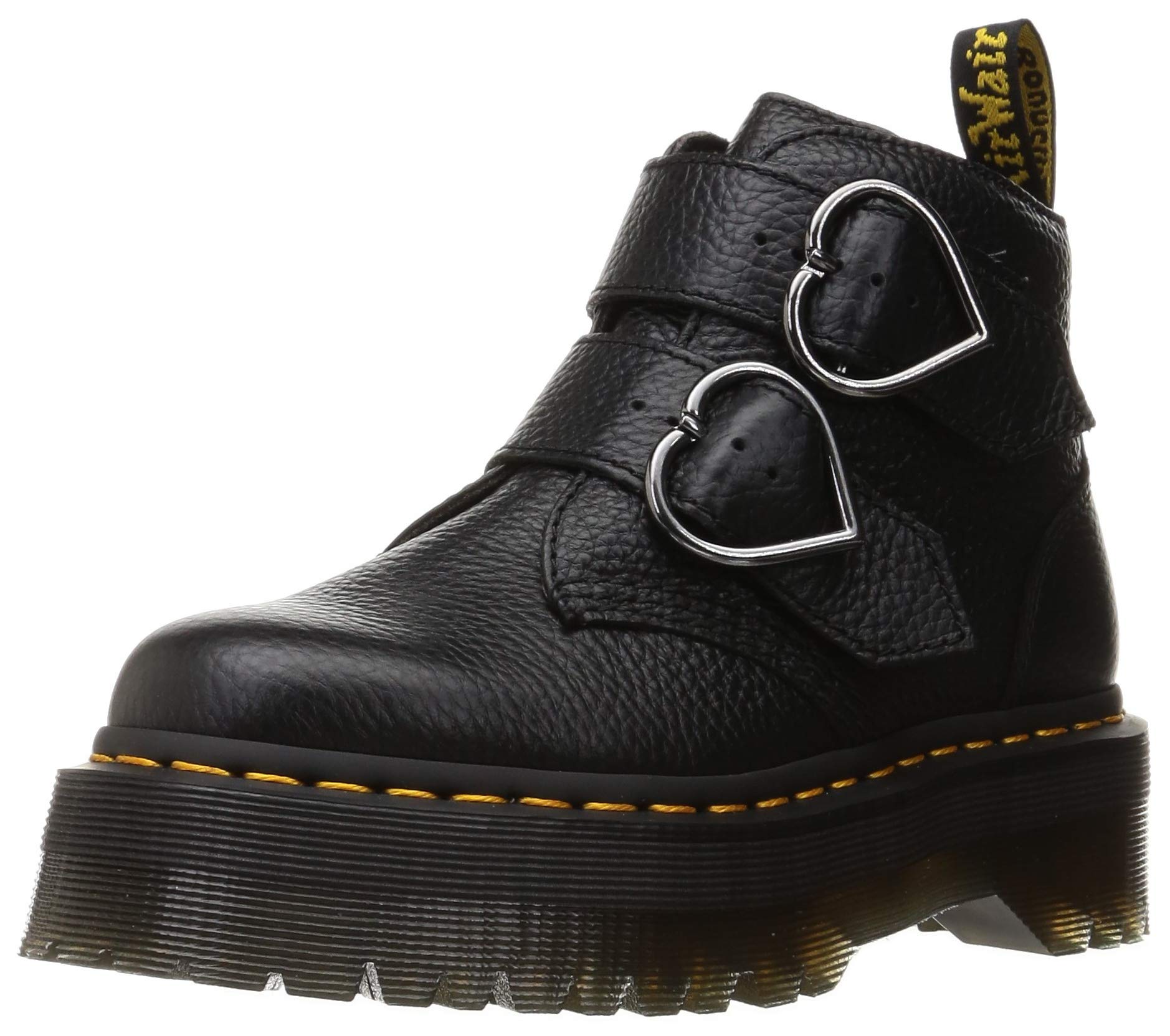 Dr. Martens Devon Heart Women's Chunky Heel Boots - Stylish & Comfortable Leather Ankle Boots for Casual Outfits, Work & Night Out