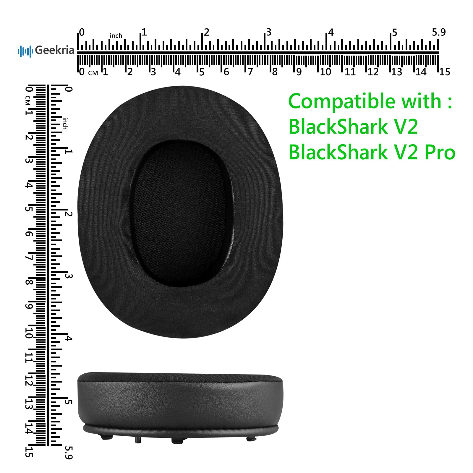 Geekria Cooling-Gel Replacement Ear Pads for Razer BlackShark V2 & V2 Pro - Breathable Memory Foam Ear Cushions, Headset Earpads, Repair Parts (Black) - Perfect for Gaming, Music & Long Wear Comfort