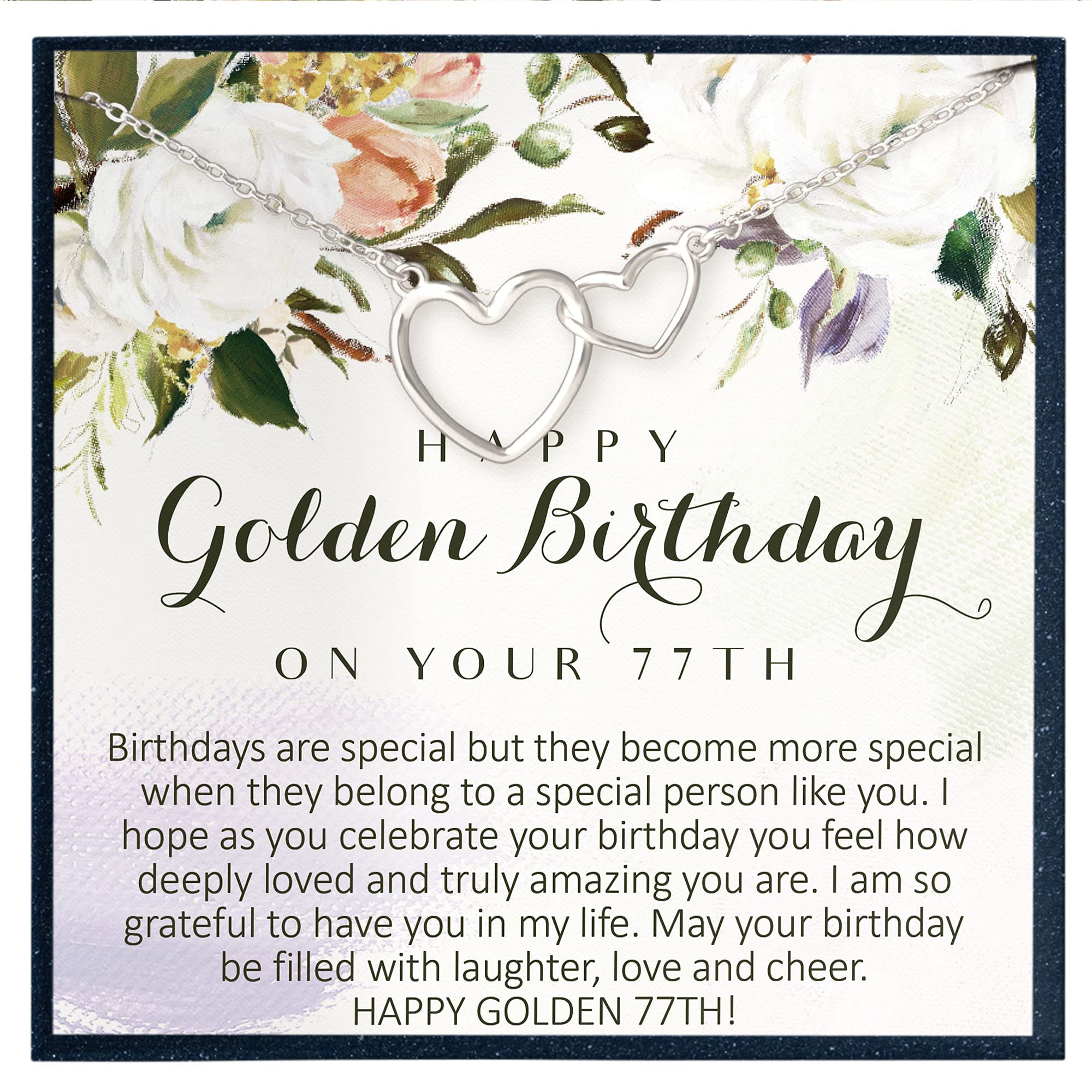 77th Birthday Gift for Women - Elegant Linked Circles Necklace Jewelry for 77 Year Old Woman | Perfect Birthday Present, Anniversary Gift Idea for Grandma, Mother, Wife | Great for Special Occasions & Everyday Wear