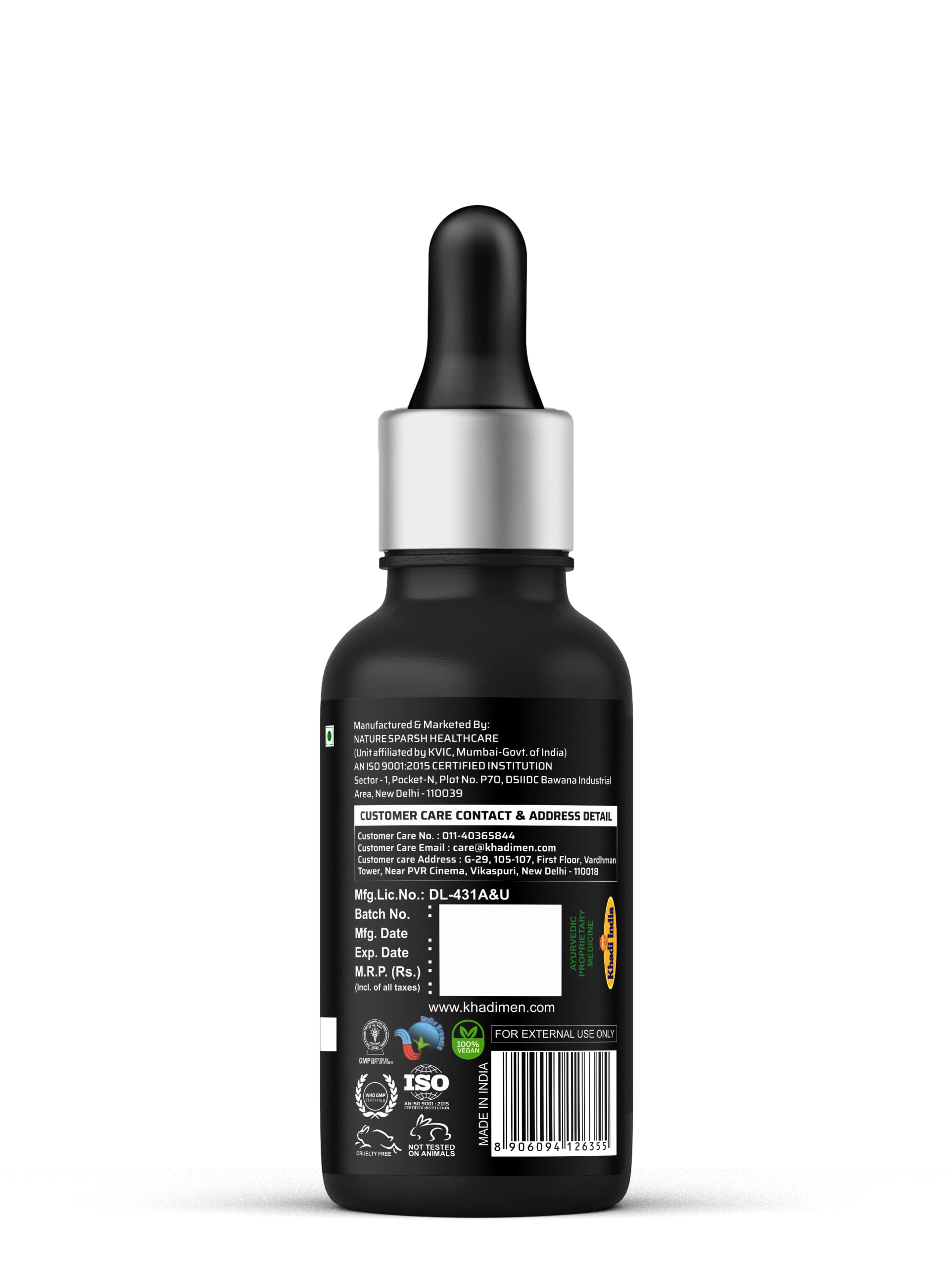 Khadi 100% Natural Beard Growth Oil for Men - Organic Hair Care & Styling - Perfect for Daily Grooming & Beard Maintenance