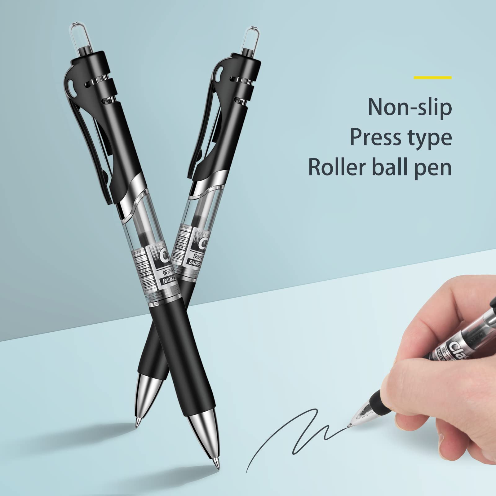 Smooth Writing Retractable Gel Pens 12-Pack - 0.7mm Black Ink Rollerball Pens for Office, School & Note Taking - Large Capacity Refillable Gel Pens for Journaling, Sketching & Daily Use