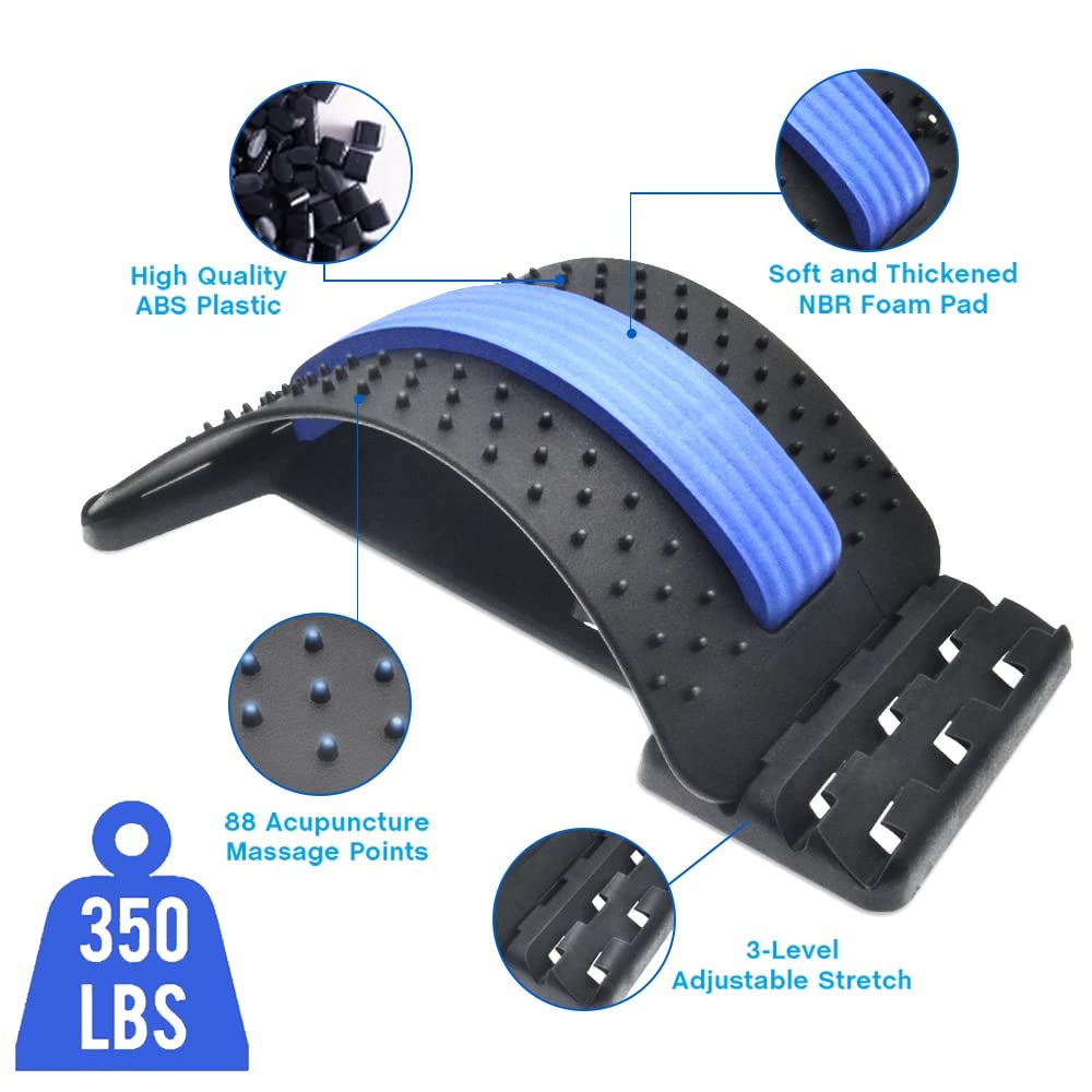 **Back Stretcher for Pain Relief - Lumbar Support Device for Herniated Disc, Sciatica & Scoliosis | Multi-Level Massager & Cracker Board for Upper & Lower Back | Perfect for Home & Office Use**