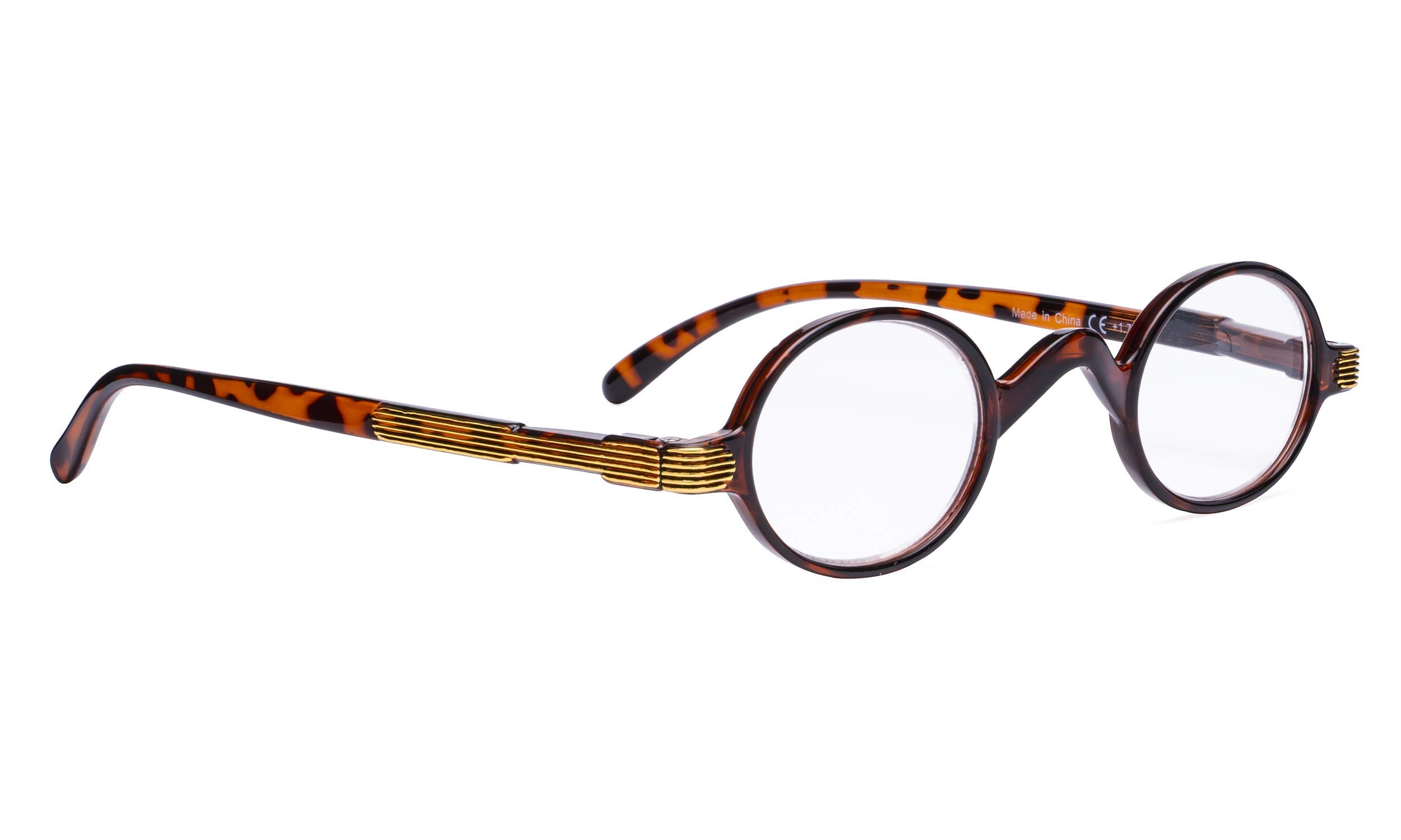 BLUELESS Vintage Round Reading Glasses for Women & Men - Small Lenses +1.25 Magnification - Tortoise Shell Frame - Classic Professor Style Readers for Book Lovers, Office Work & Computer Use