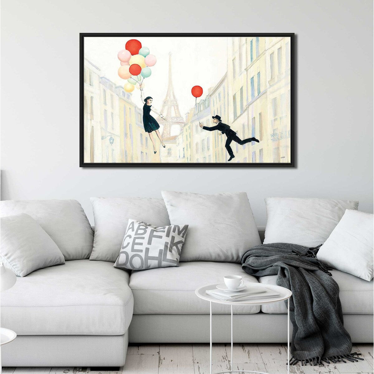 Aloft in Paris Floating Canvas Wall Art Print - Elegant Parisian Decor for Living Room, Bedroom & Office