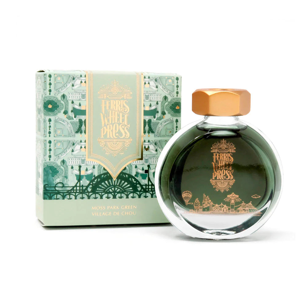 Ferris Wheel Press Moss Park Green Fountain Pen Ink - Premium Bottled Ink for Calligraphy, Journaling & Artistic Writing - Perfect for Fountain Pens, Dip Pens & Stationery Enthusiasts