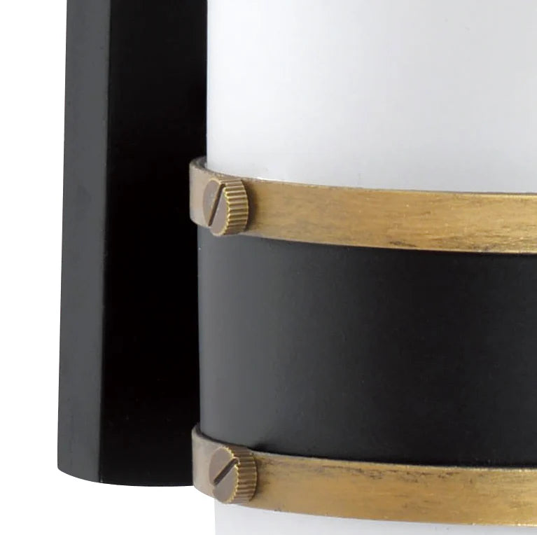 Brian Patrick Flynn Capsule 1 Light Outdoor Wall Sconce - 6x10 Inch Stainless Steel & Glass Matte Black with Textured Gold Finish - 120V E26 Medium Base LED Bulb Socket - Perfect for Patio, Garden, Porch, Entryway, Hallway & Exterior Wall Lighting