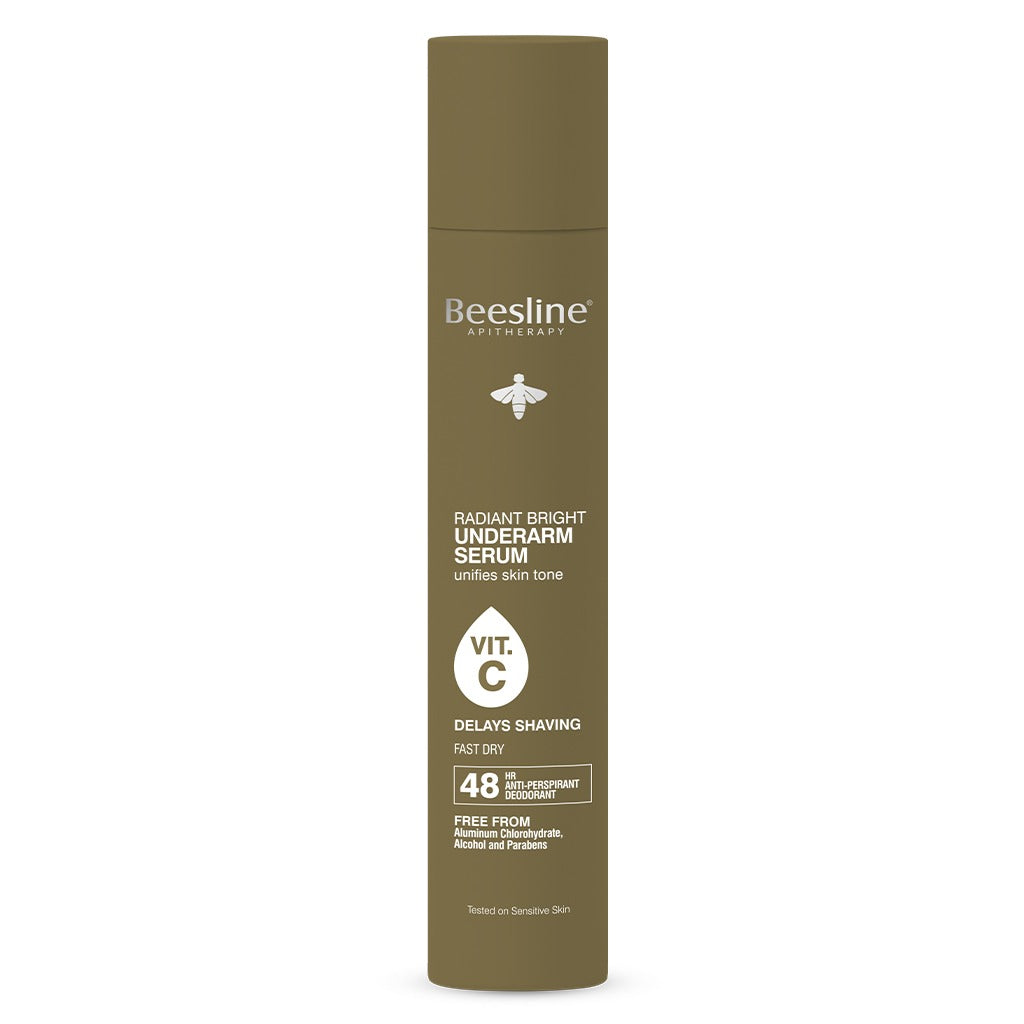 Beesline Radiant Bright Vitamin C Enriched Fast-Dry Underarm Serum - Aluminum Free Antiperspirant Deodorant for Women & Men | Delays Hair Regrowth After Shaving | 150ml | Perfect for Daily Use & Sensitive Skin Care