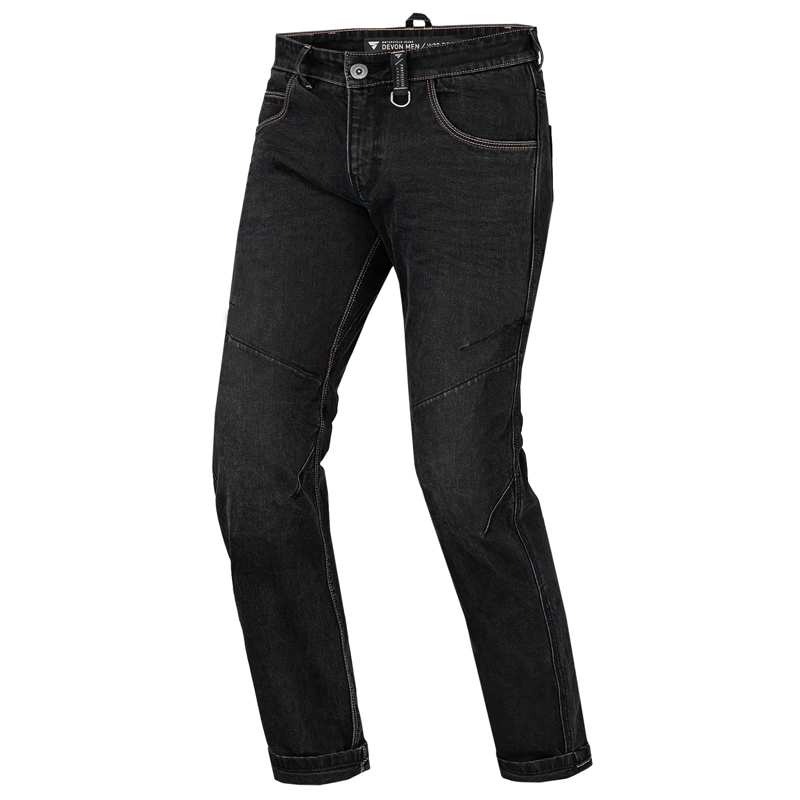 SHIMA Devon Motorcycle Jeans for Men - Ventilated Elastic Slim Fit Riding Pants with CE Certified Knee & Hip Armor, FiberQL Reinforcements (Black, 36 Long) - Perfect for Urban Commuting & Long-Distance Touring