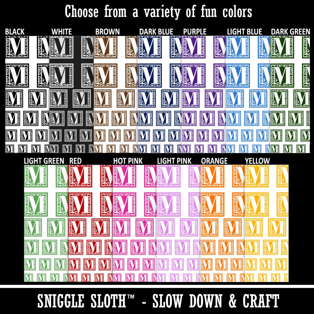 Monogram Swirls Capital Letter M Temporary Tattoo - Waterproof Fake Body Art Stickers for Women & Men - Black Letter M Tattoo Set (1 Sheet) - Perfect for Parties, Festivals, and Costume Events