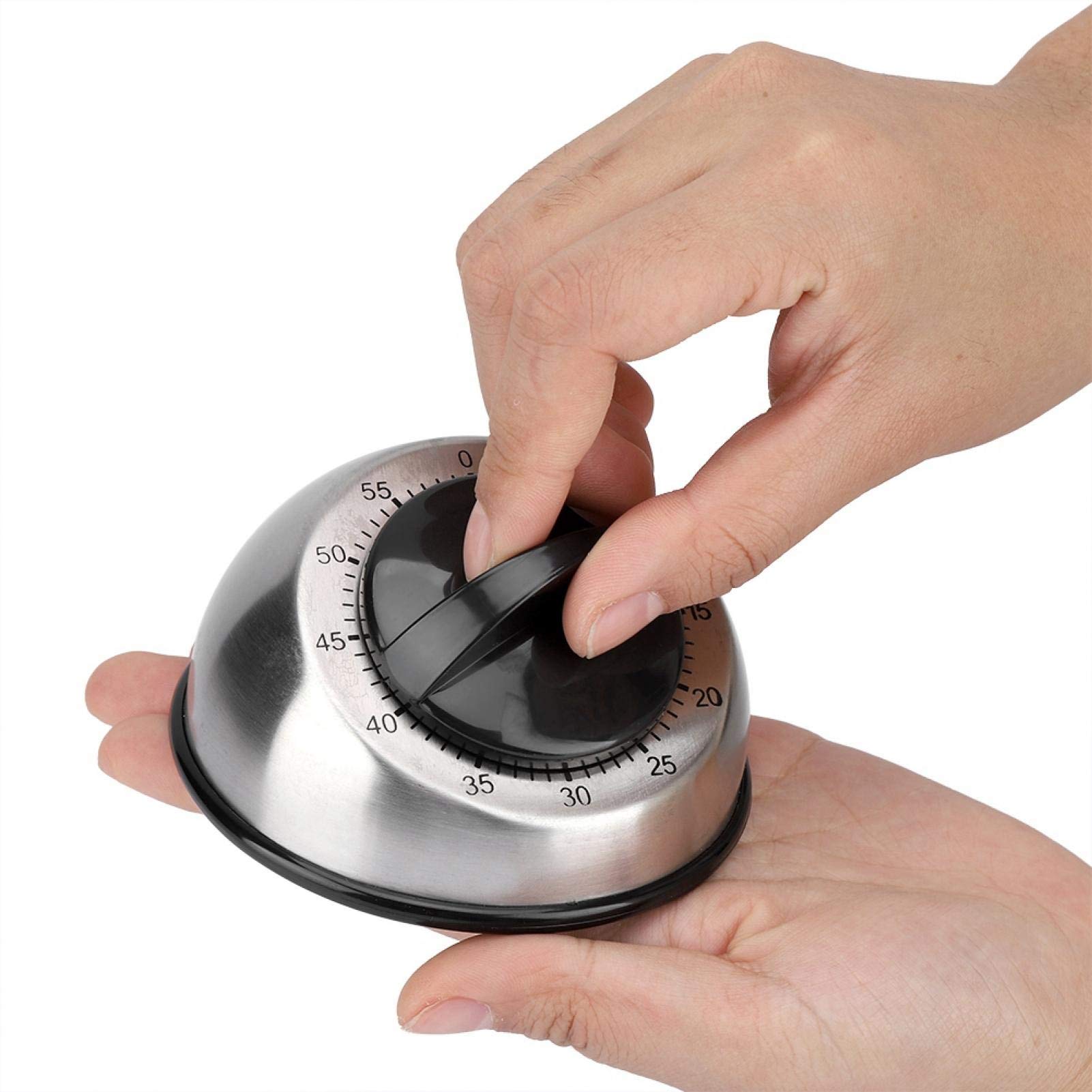 Stainless Steel Kitchen Timer - 60 Minute Countdown Alarm Clock for Cooking, Baking & Meal Prep | Durable Dome-Shaped Time Reminder Tool for Home & Professional Kitchens