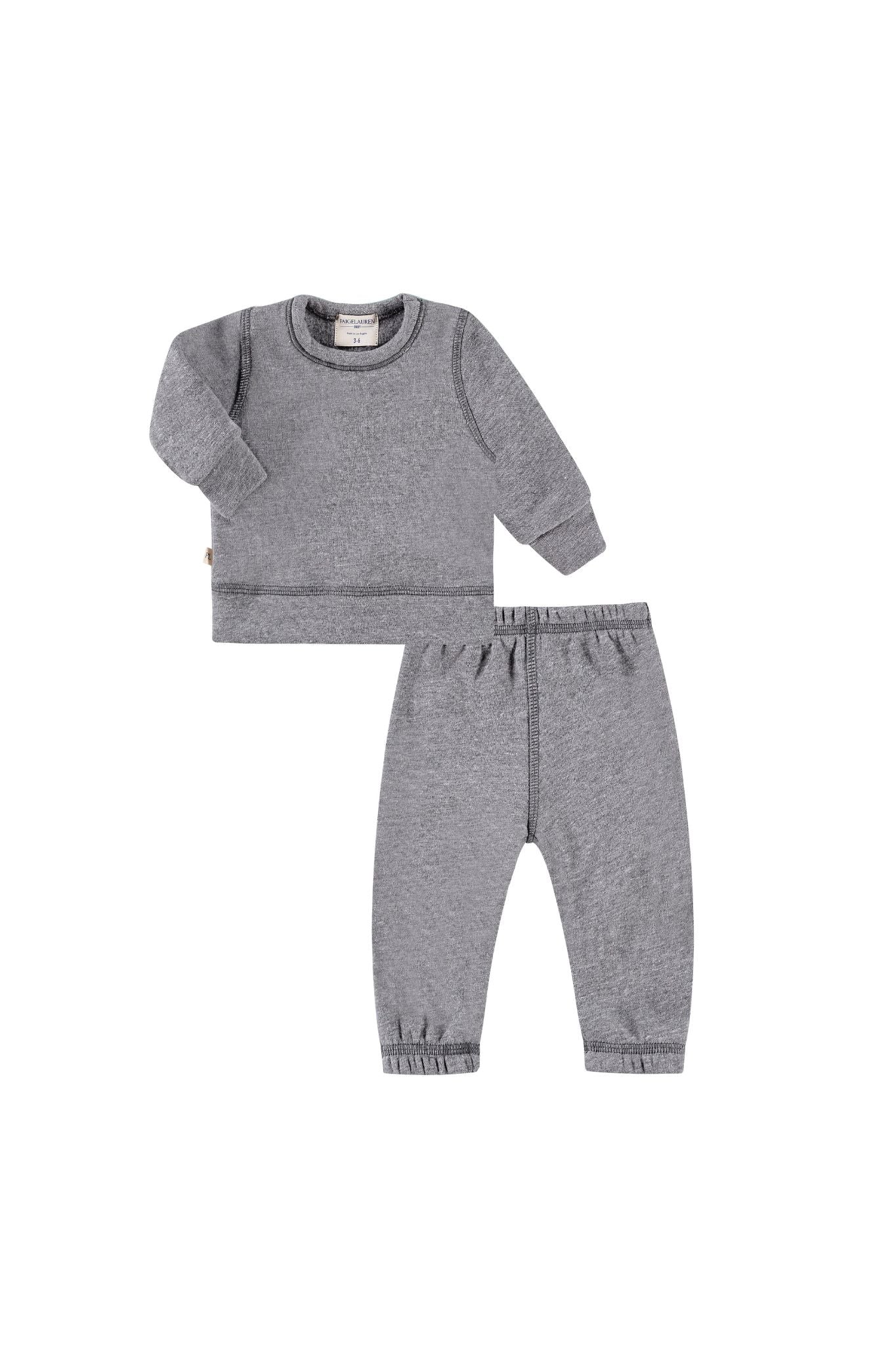 Eco-Friendly Heathered Grey Fleece Set for Toddler Boys - Soft & Warm Winter Outfit for Playdates & Outdoor Adventures