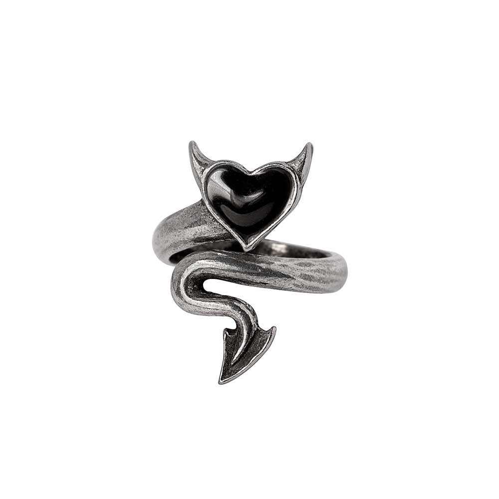Little Devil Heart Ring - Gothic Punk Jewelry for Women, Sterling Silver Cute Skull & Heart Design, Perfect for Valentine's Day Gifts, Halloween Costume Accessories, and Edgy Everyday Wear