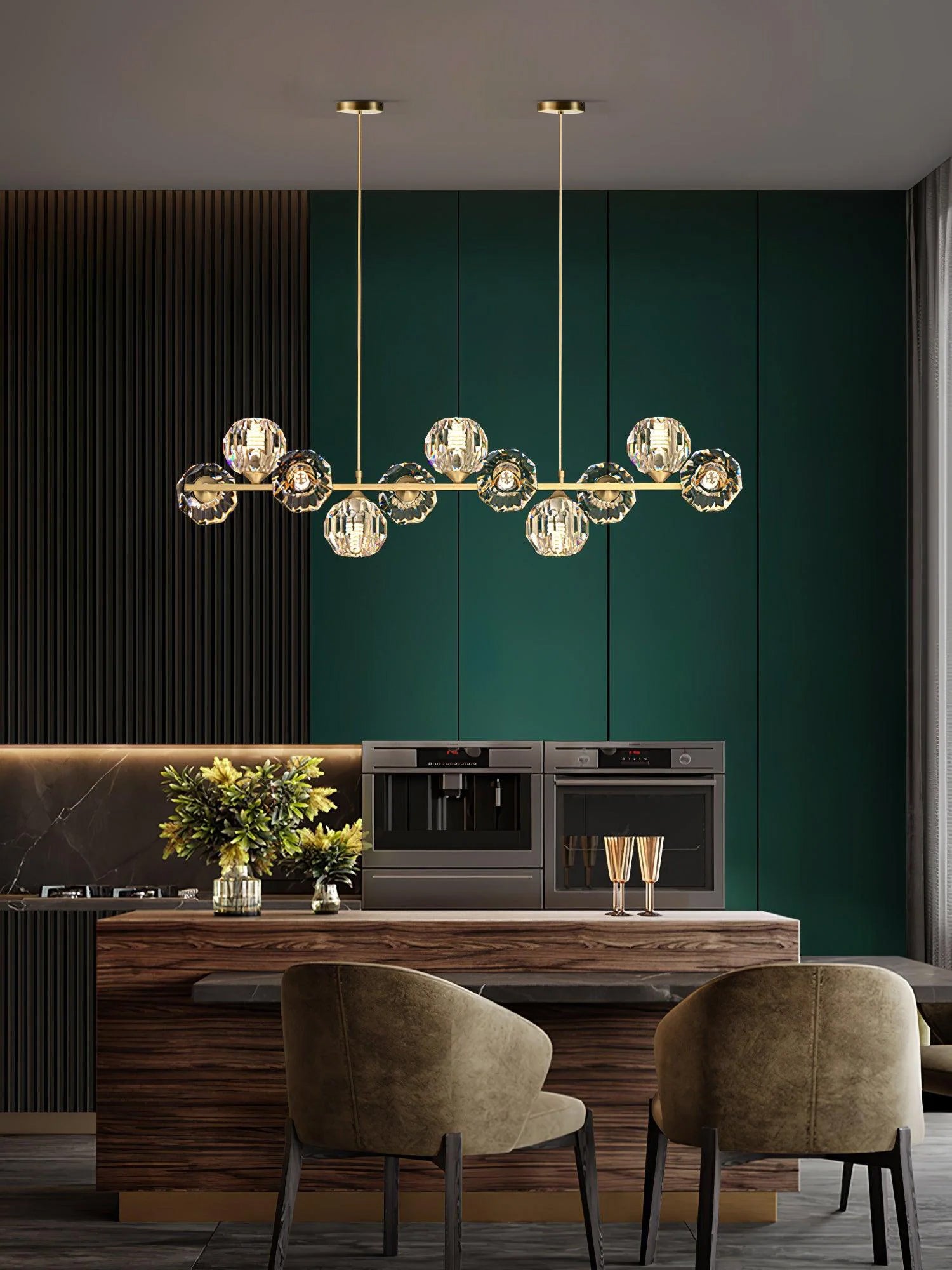 Elegant Crystal Glass Ball Chandelier - Modern Ceiling Light Fixture for Dining Room, Living Room & Bedroom Decor - Perfect for Home, Wedding & Event Lighting