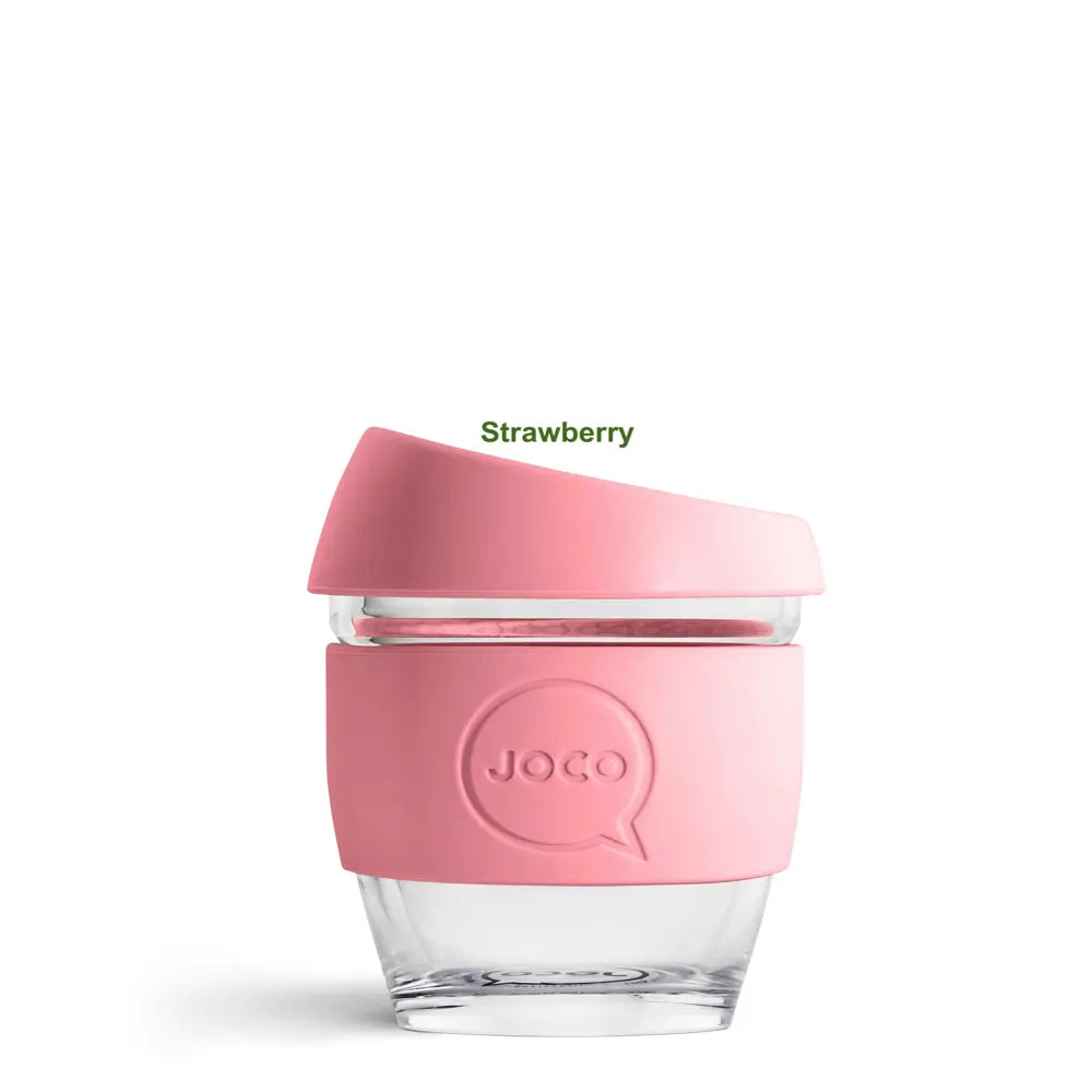 Joco 4oz Reusable Glass Cup with Lid & Straw - Eco-Friendly, BPA-Free, Dishwasher Safe - Perfect for Smoothies, Iced Coffee & Cold Drinks at Home, Office or Travel