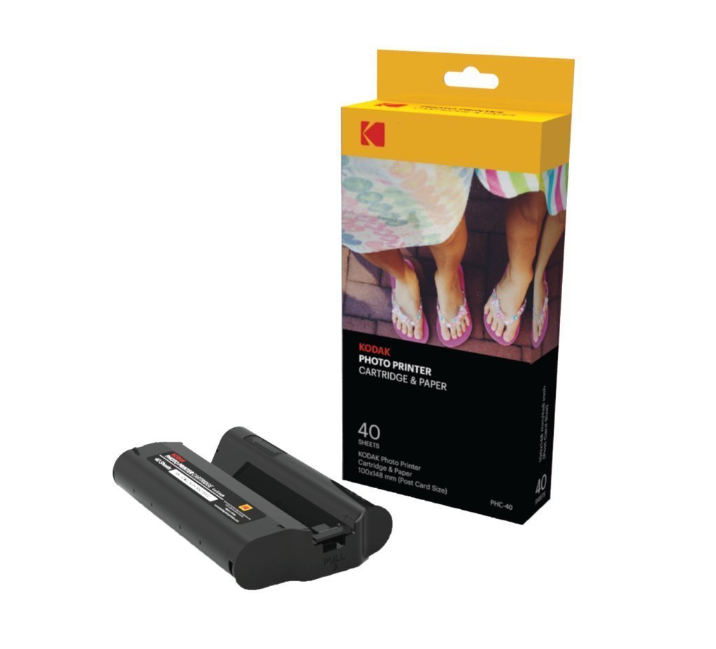 KODAK Dock Plus & Dock Photo Printer Cartridge PHC-40 - 40-Pack Black Ink Refill & Photo Paper for Instant Prints - Perfect for Home, Travel & Party Memories
