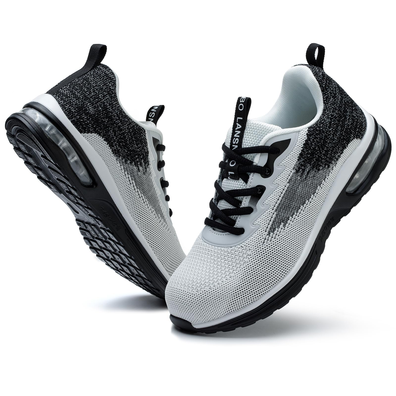 LANSNBO Women's Steel Toe Work Shoes - Lightweight Breathable Safety Sneakers with Non-Slip & Puncture Proof Design - Slip On Industrial Footwear for Construction, Warehouse & Outdoor Work