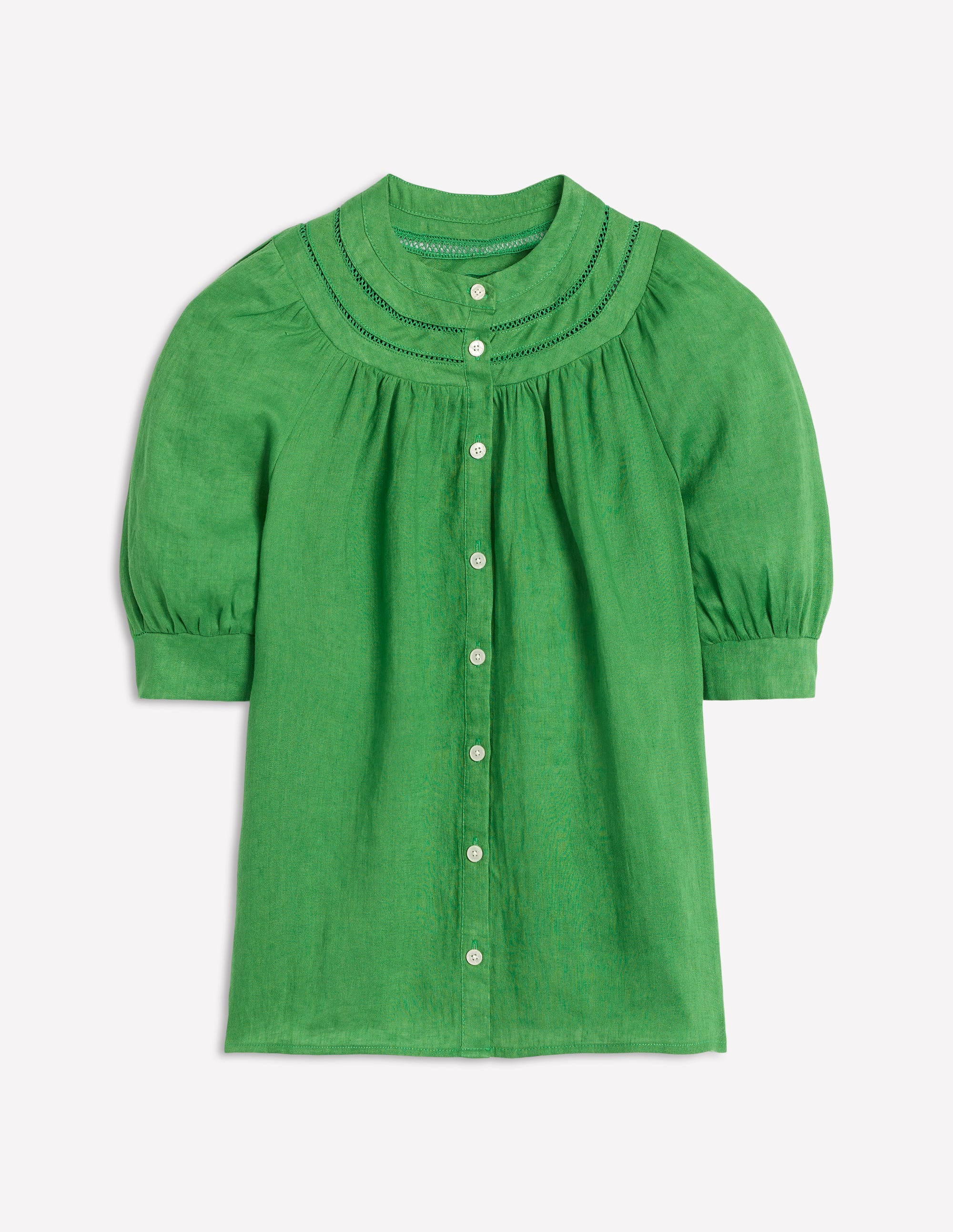 Bea Linen Top Women's Paradise Green Short Sleeve Blouse - Perfect for Summer Outfits, Beach Vacations & Casual Wear