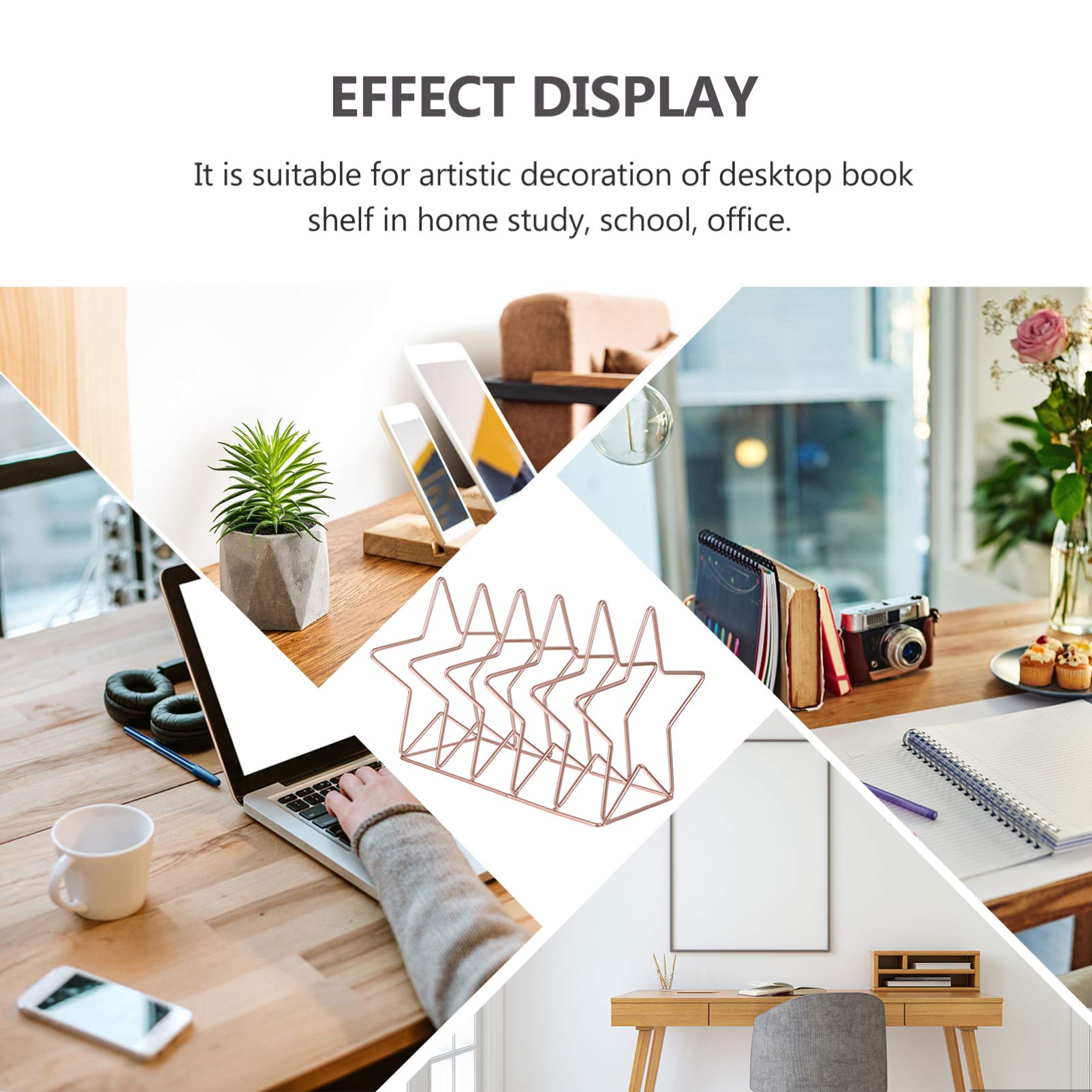 Metal File Folder Stand & Magazine Holder - Rose Gold Office Organizer for Documents, Newspapers, and Home Decoration | Perfect for Desk Organization and Living Room Storage