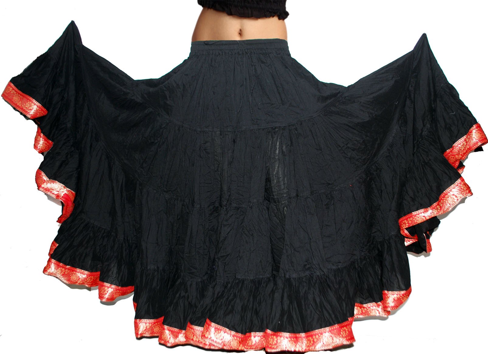 25 Yard Tribal Belly Dance Skirts for Women - Flowy Gypsy Skirt with Elastic Waist, Perfect for Belly Dancing, Performances, Festivals & Boho Fashion
