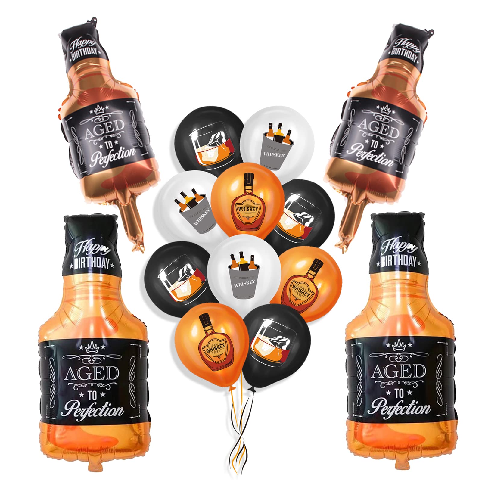 19-Piece Whisky Balloons Kit - Beer Themed Birthday Party Supplies for Aged to Perfection & Oktoberfest Decorations (Gold & Black) - Perfect for Whiskey Tasting Parties, Bachelor Celebrations & German Beer Festivals