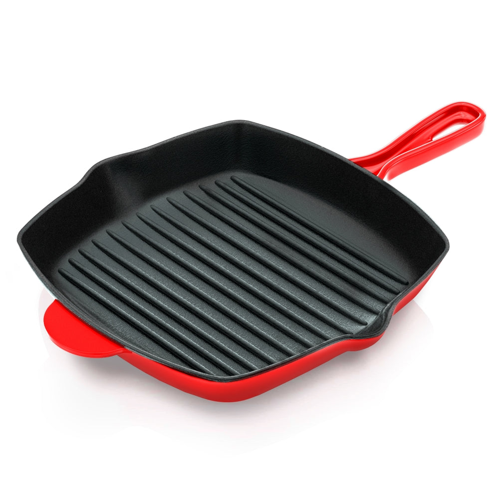 Premium Cast Iron Square Skillet Grill Pan - Heavy Duty Pre-Seasoned for Steaks, Burgers & Vegetables - Perfect for Indoor/Outdoor Cooking, Camping & BBQ