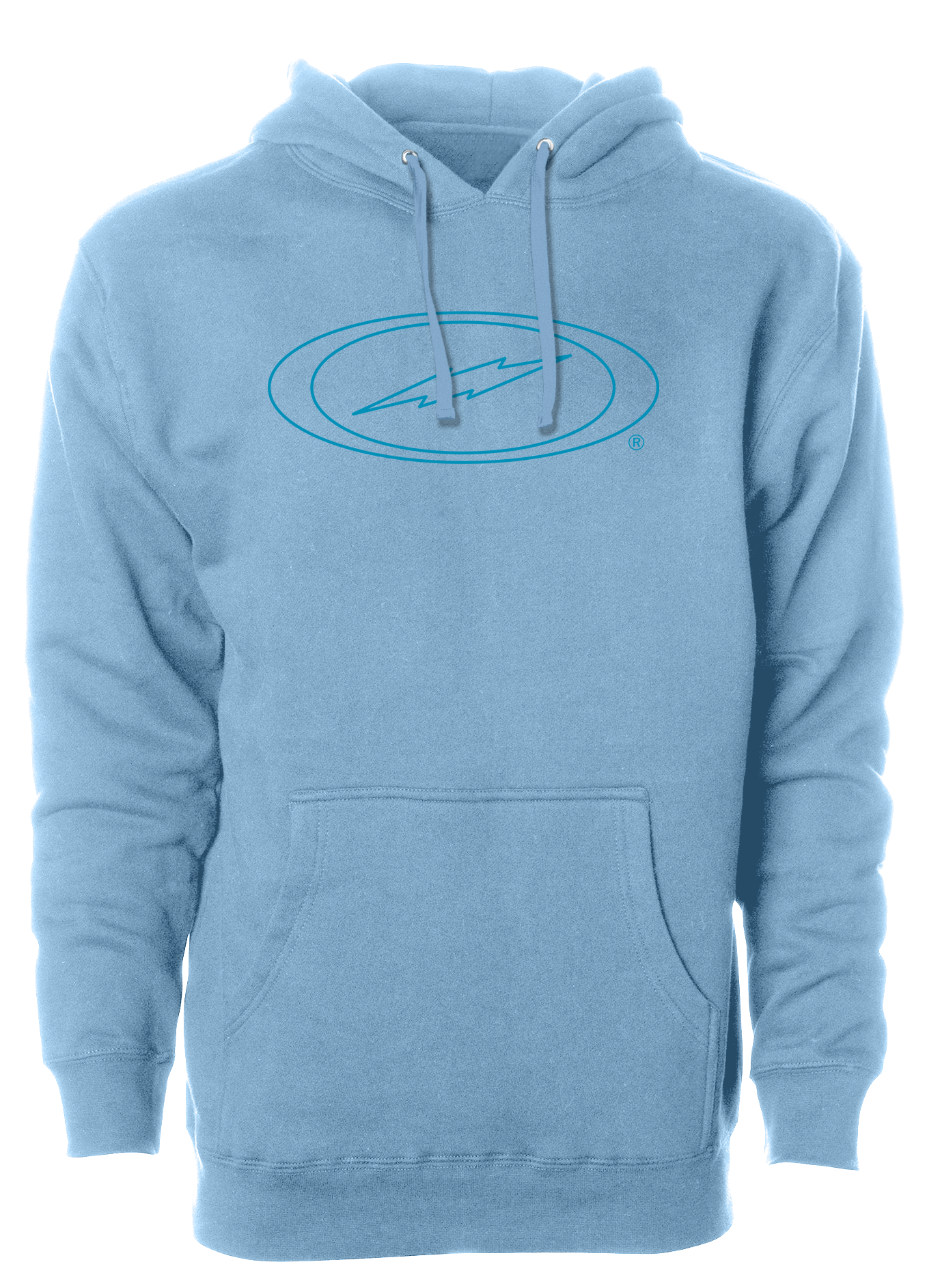 Storm Oval Bolt Logo Hoodie - Electric Blue Outline | Men's Graphic Pullover Sweatshirt | Streetwear Fashion for Casual Wear & Outdoor Activities