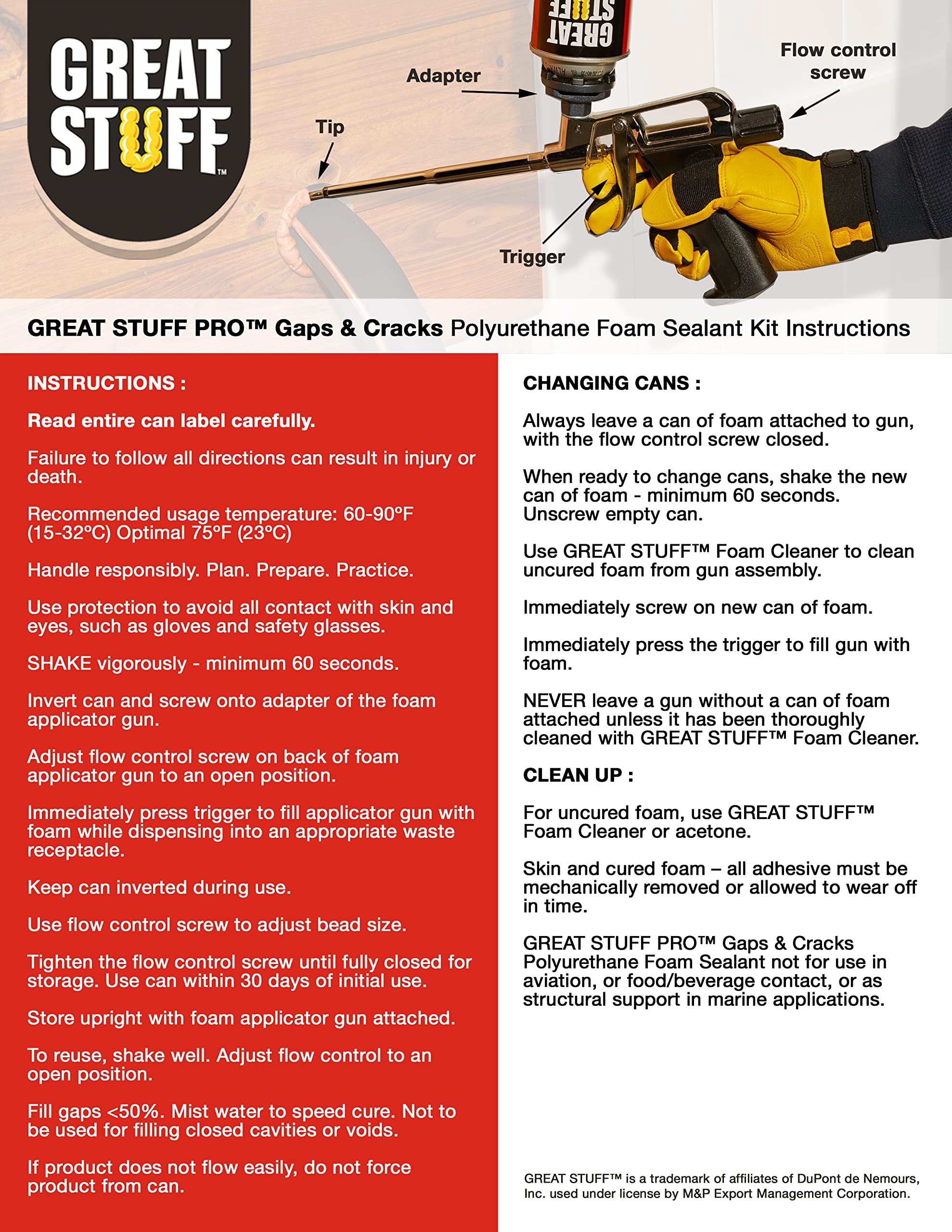 GREAT STUFF PRO Fire Rated Gaps & Cracks Spray Foam Insulation Kit (Orange) with Foam Gun, Gloves & Cleaner - Perfect for Home Insulation, Window Sealing & HVAC Ductwork