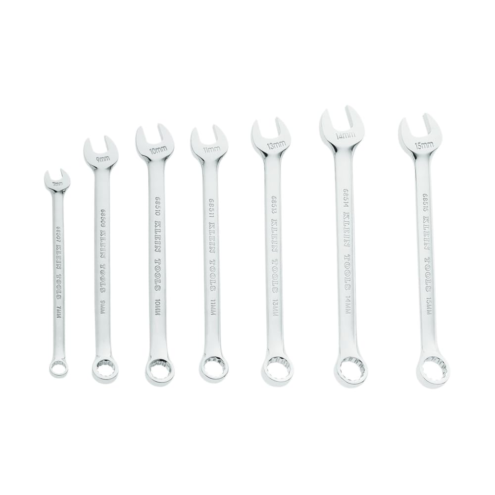 Klein Tools 68500 7-Piece Metric Combination Wrench Set - Professional Mechanics Tool Kit for Automotive Repair, Plumbing & DIY Projects