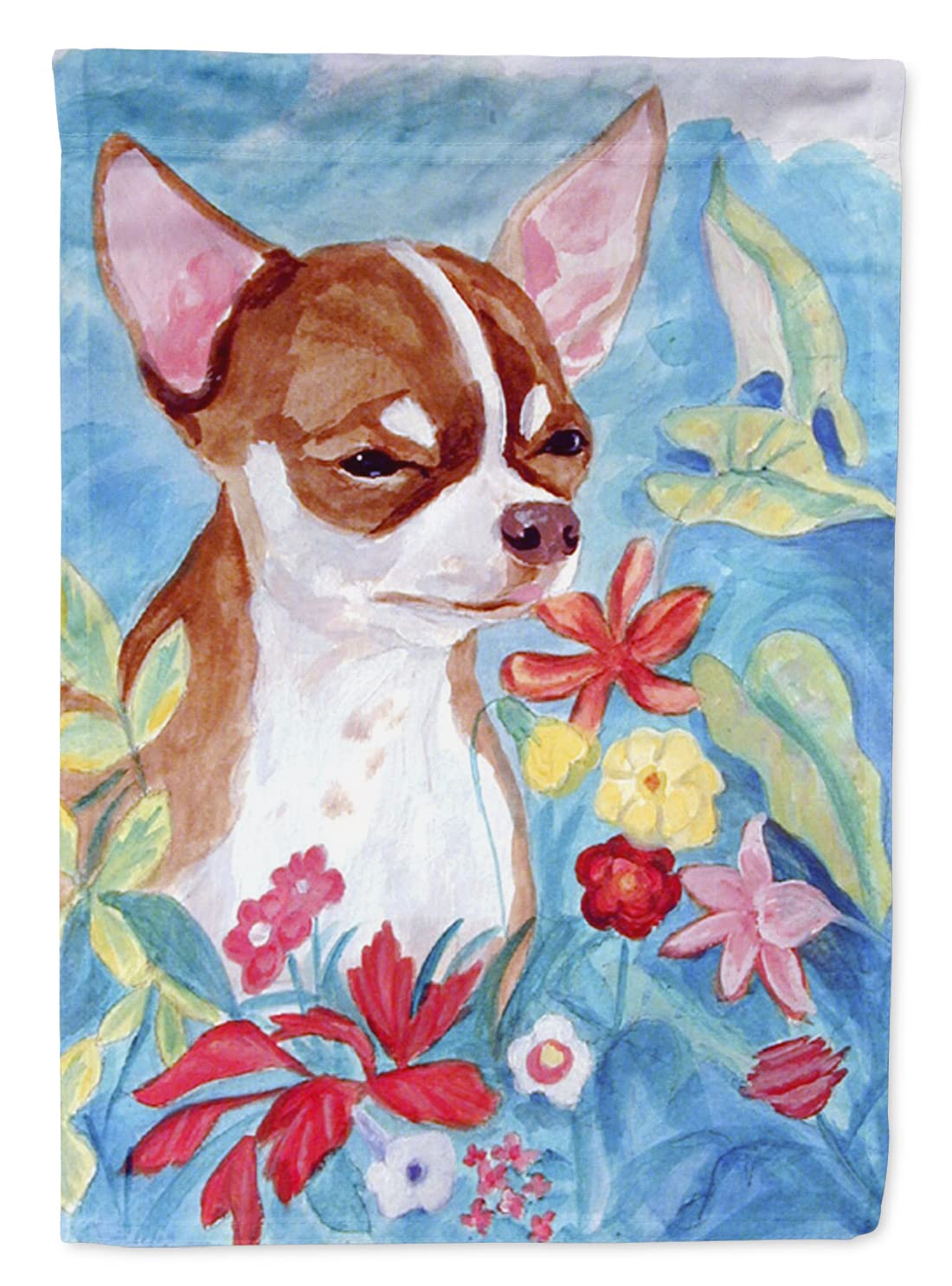 Chihuahua in Flowers Garden Flag - Decorative Yard Banner for Mailbox, Patio & Flower Beds | Multicolor Outdoor Artwork for Spring & Summer Gardens