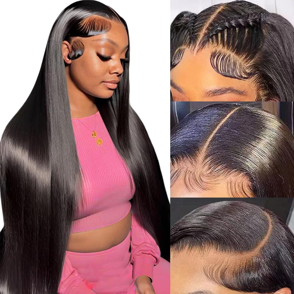30 Inch 13x6 HD Lace Front Wigs Human Hair - 200% Density Straight Pre-Plucked Glueless Wig for Women | Natural Black | Perfect for Daily Wear, Cosplay & Special Occasions