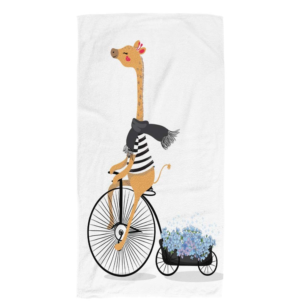 Premium Microfiber Bath Towels Set - Soft Absorbent Giraffe & Circus Design Hand Towels for Bathroom, Kitchen, Gym & Spa - Ideal for Hotels, Home Use & Travel Accessories