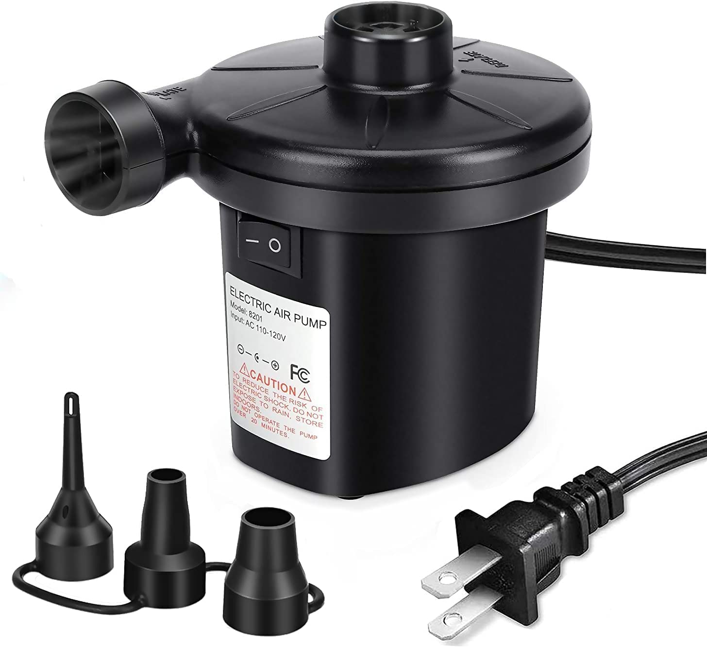 Portable Electric Air Pump for Inflatables - Fast Inflation & Deflation with 3 Nozzles - Perfect for Air Mattresses, Pool Floats, Beach Toys & Camping Gear - Quick Inflator Deflator for Home, Travel & Outdoor Use