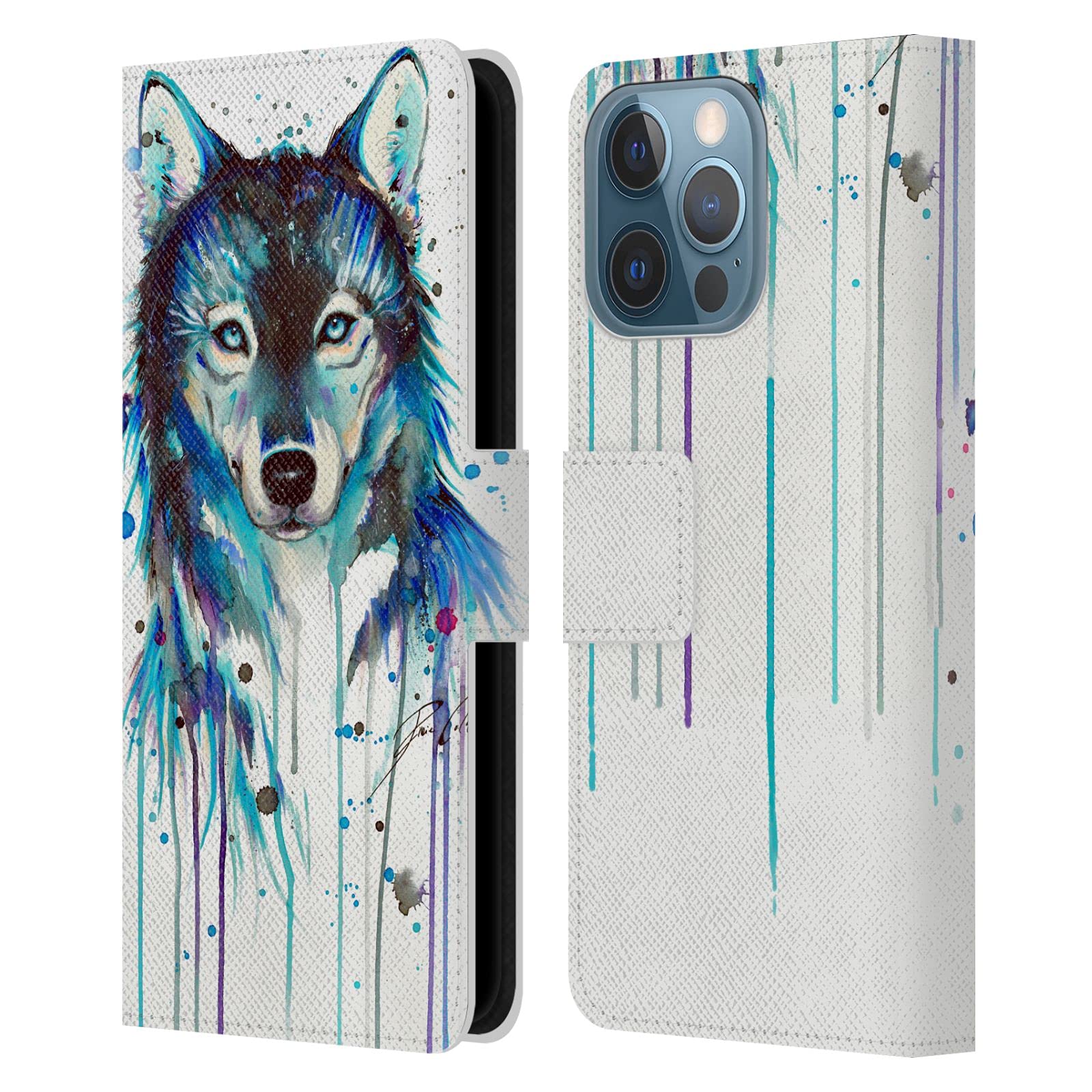 Head Case Designs Pixie Cold Ice Wolf Leather Book Wallet Case Cover for Apple iPhone 13 Pro - Stylish Protection for Everyday Use