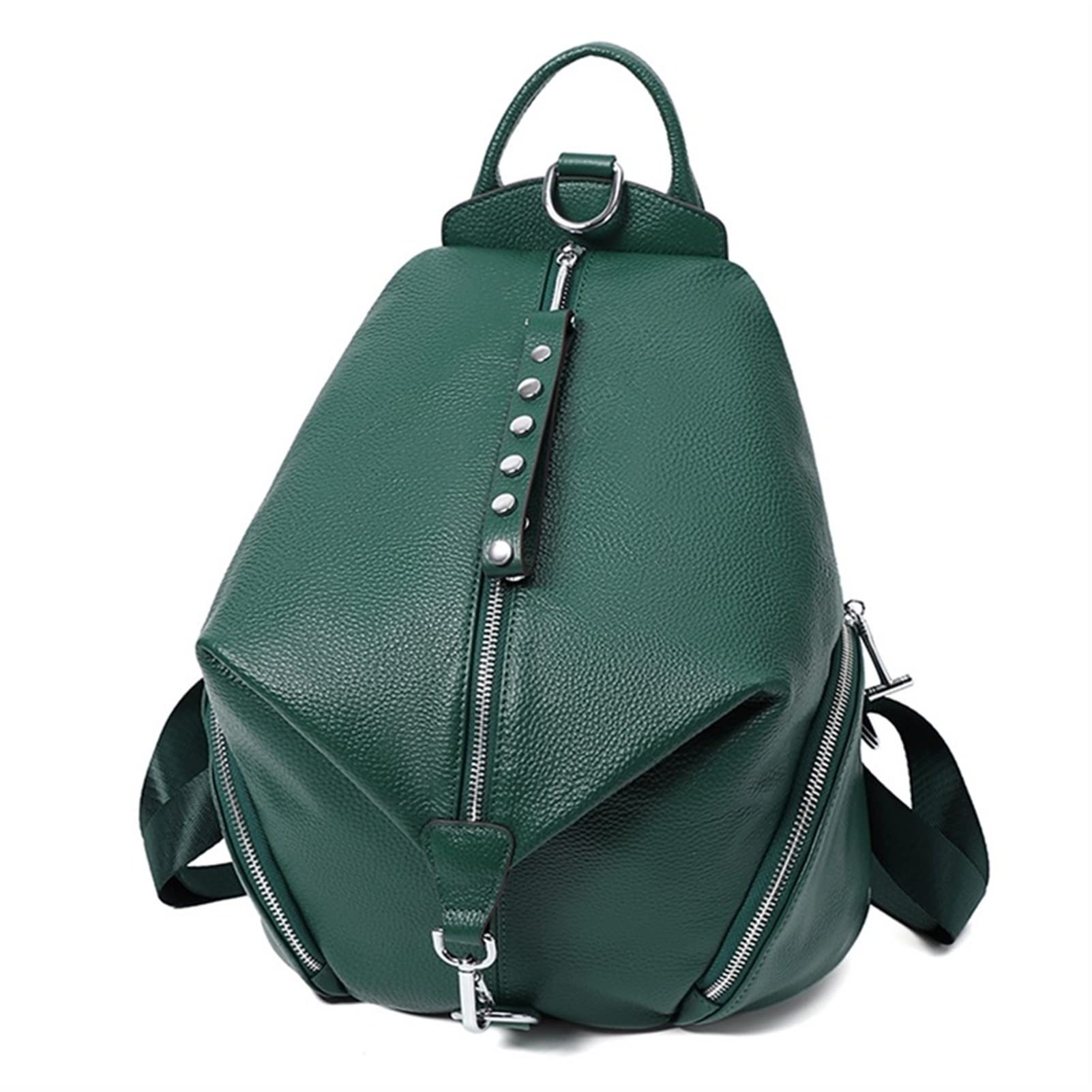 HEYUANPIUS Genuine Leather Anti-Theft Backpack for Women - Large Capacity Travel & School Bag (Green)