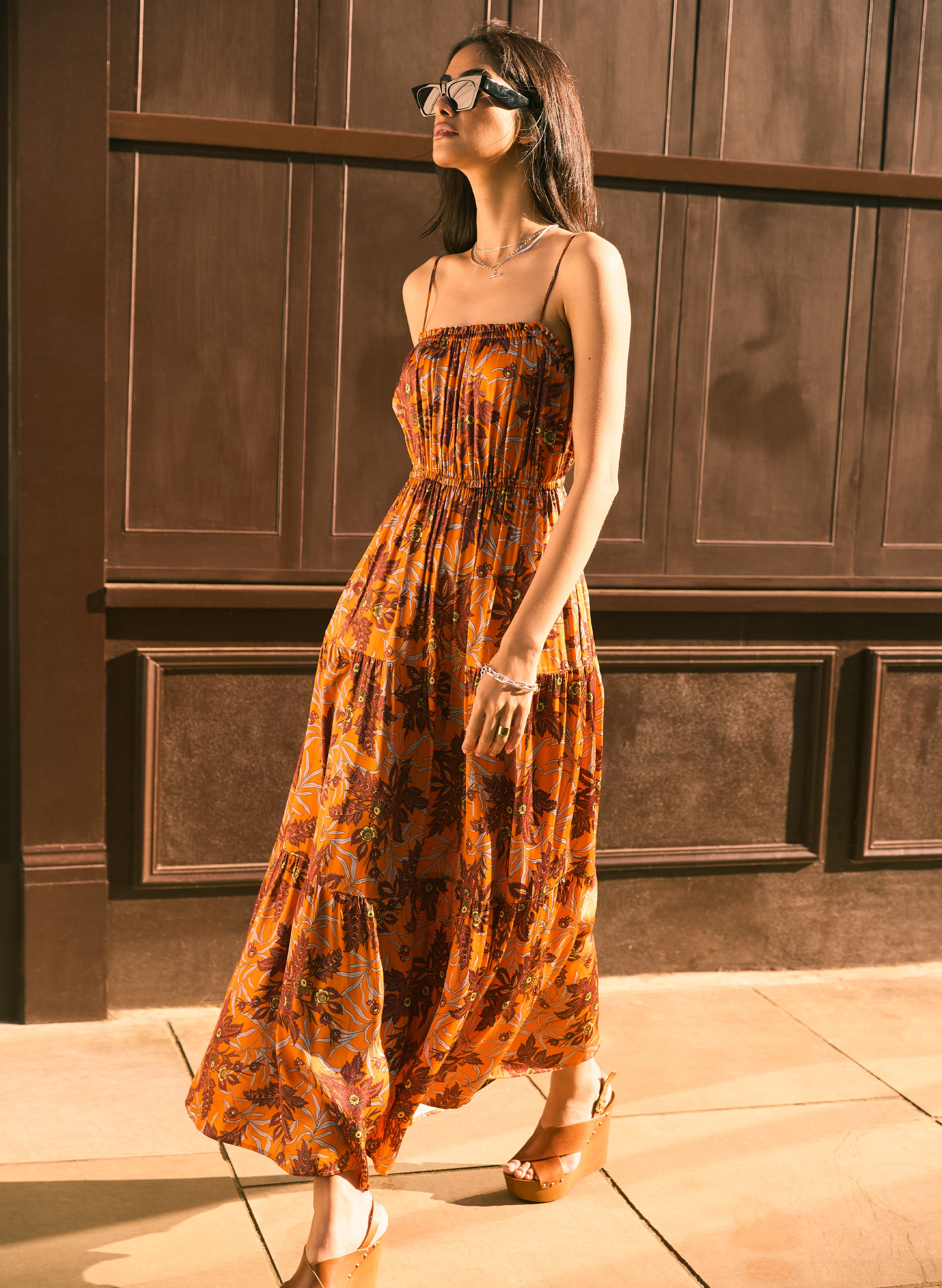Anais Floral Dress - Women's Summer Floral Print Maxi Dress with V-Neck & Long Sleeves | Perfect for Beach Vacation, Wedding Guest & Party Wear