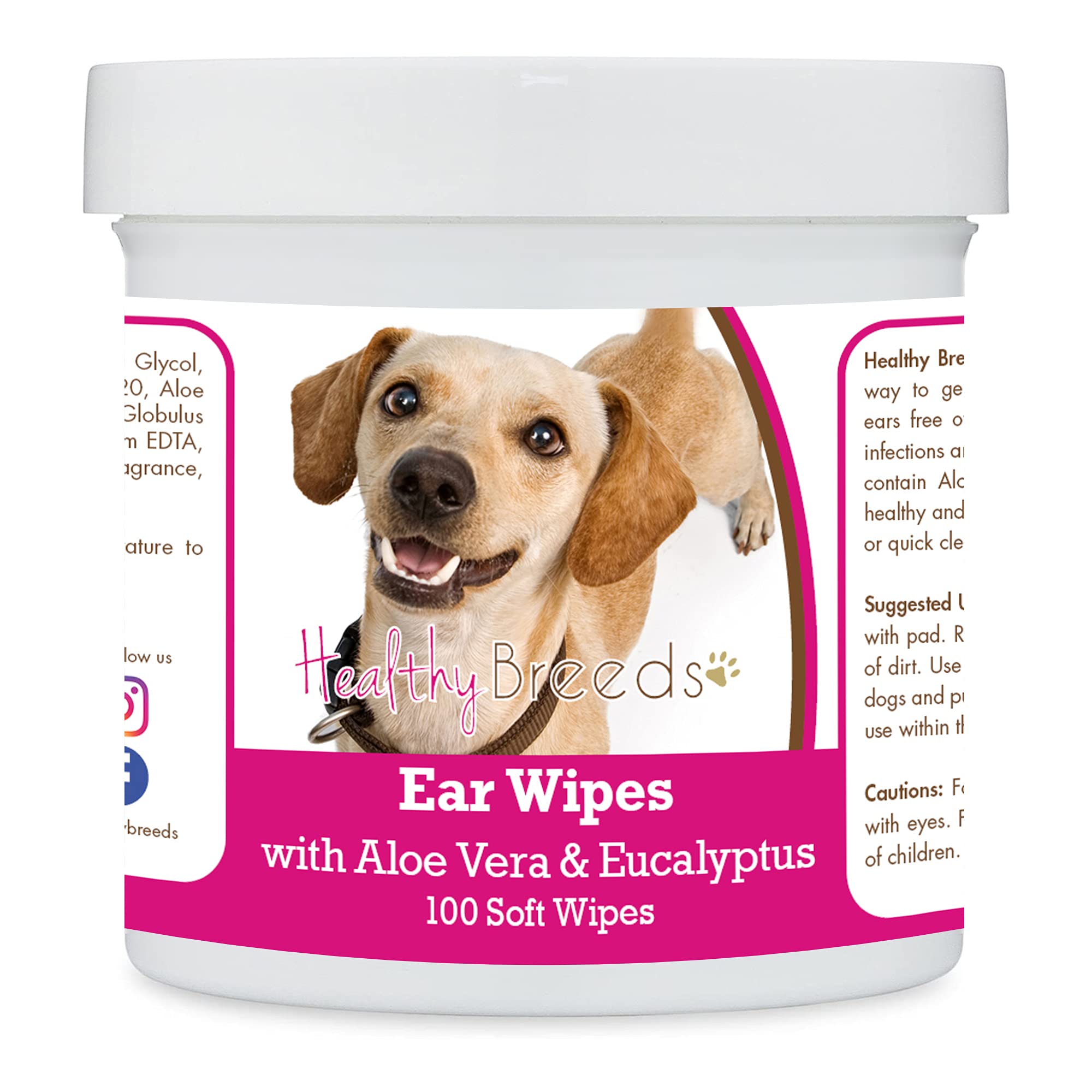 Healthy Breeds Chiweenie Ear Cleaning Wipes with Aloe & Eucalyptus for Dogs - 100 Count Gentle Wipes for Itchy Ears, Wax Removal & Odor Control - Perfect for Small & Medium Dog Breeds at Home or Travel