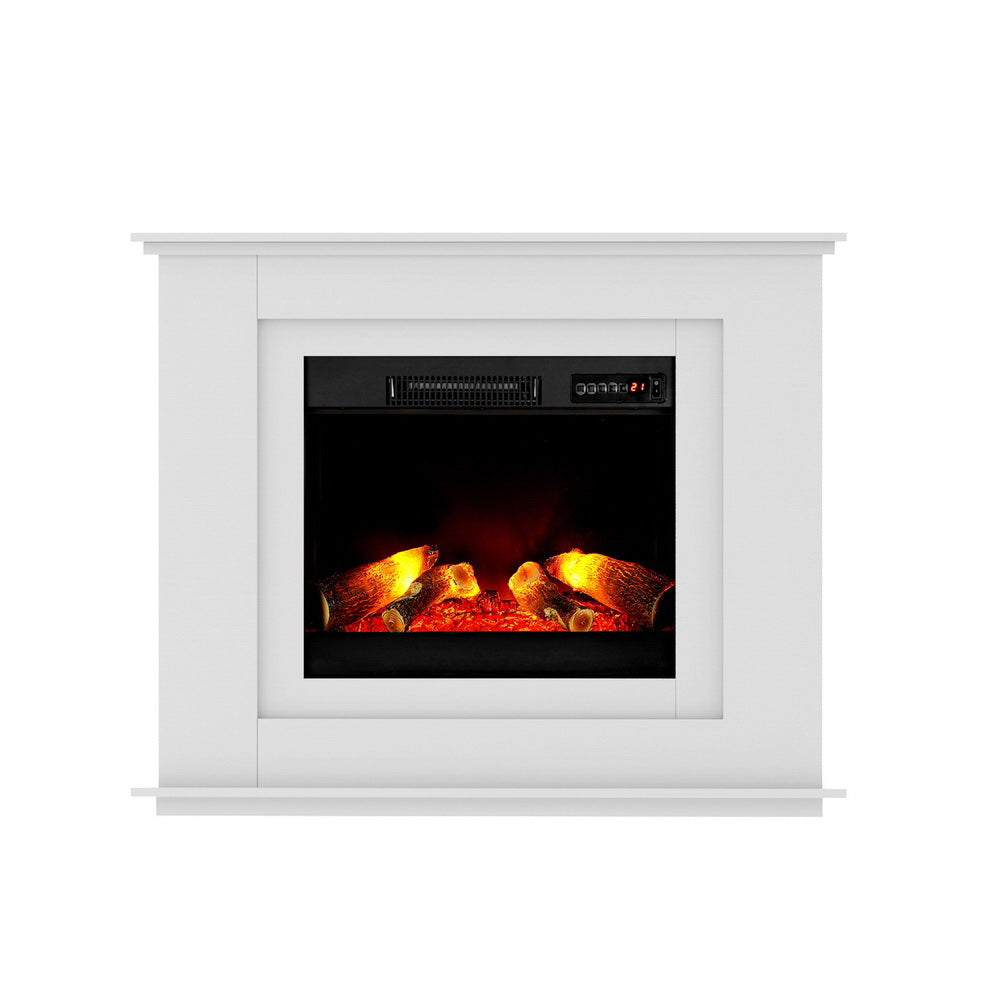 Devanti 2000W Electric Fireplace Heater with Remote Control - White - Energy Efficient Indoor Heating for Living Room, Bedroom & Office