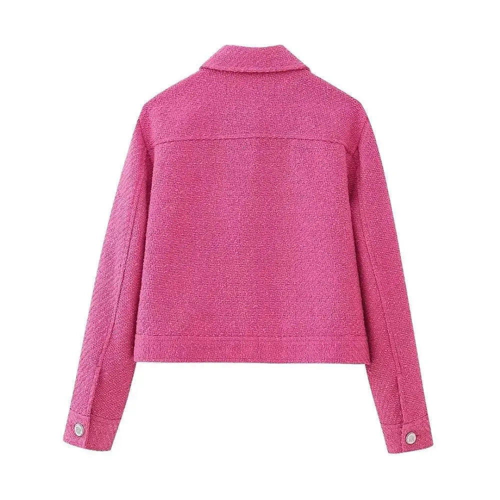 Vintage Women's Cropped Tweed Jacket - Classic Fitted Blazer for Office, Dating & Fall Fashion