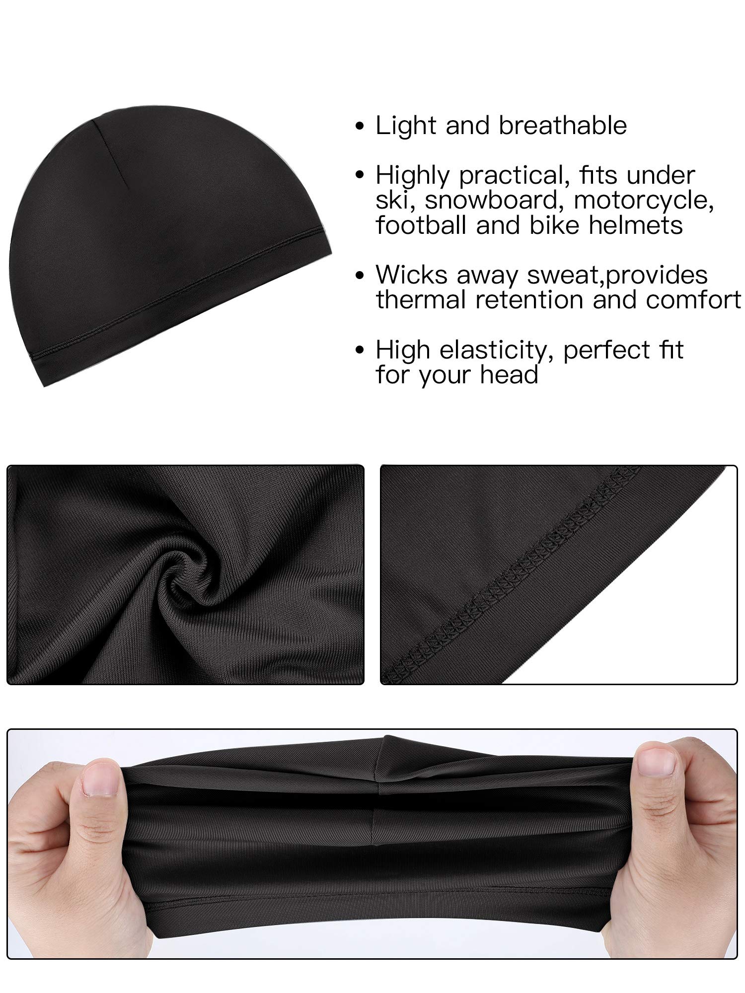 SATINIOR 9-Pack Skull Cap Running Hats for Men - Moisture Wicking Milk Silk Cycling Helmet Liners - Lightweight Breathable Headwear for Running, Cycling, Gym & Outdoor Sports