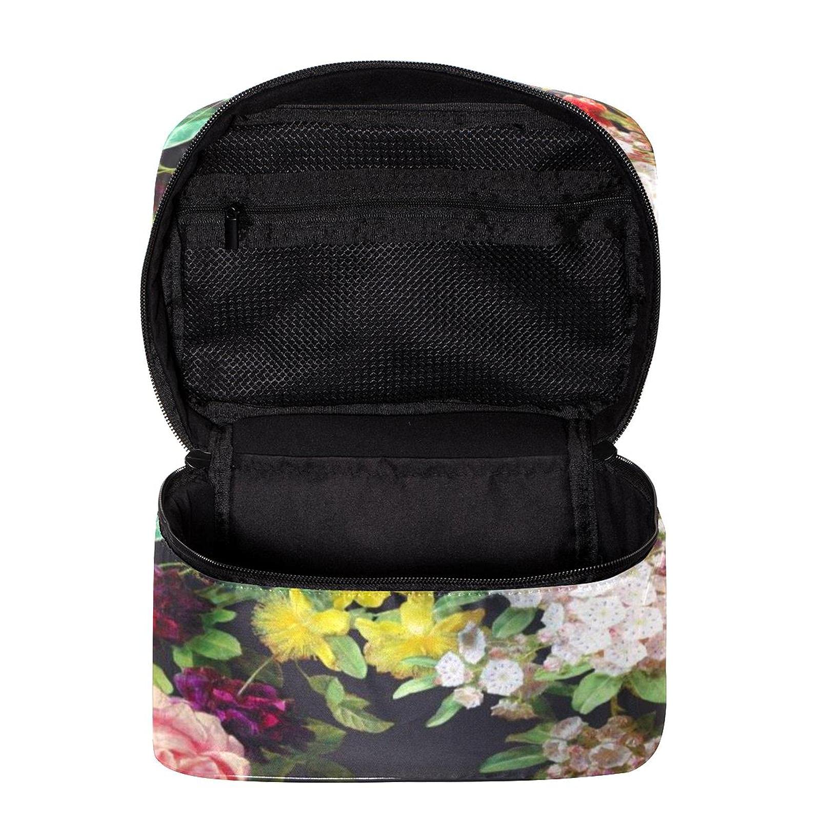 Vibrant Floral Travel Makeup Bag - Large Cosmetic Organizer with Zipper for Women & Girls | Perfect for Vacation, Gym, and Daily Essentials Storage