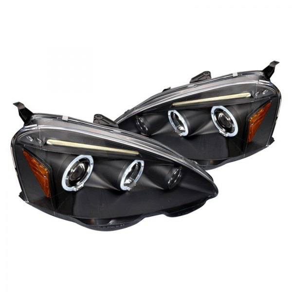 2002-2004 Acura RSX Halo Projector Headlights - Dual LED Angel Eye Headlight Assembly Replacement - Perfect for Night Driving & Car Upgrades