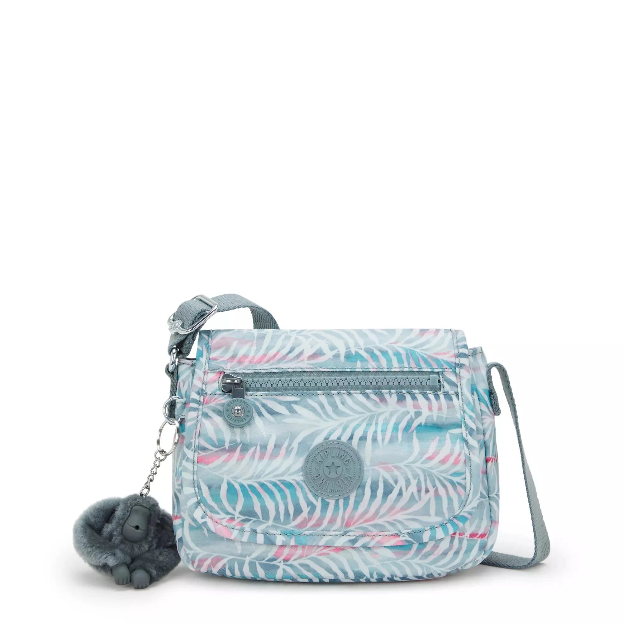 Kipling Sabian Printed Crossbody Mini Bag - Lightweight Vegan Leather Palm Tree Leaves Design - Perfect for Travel, Shopping & Everyday Use