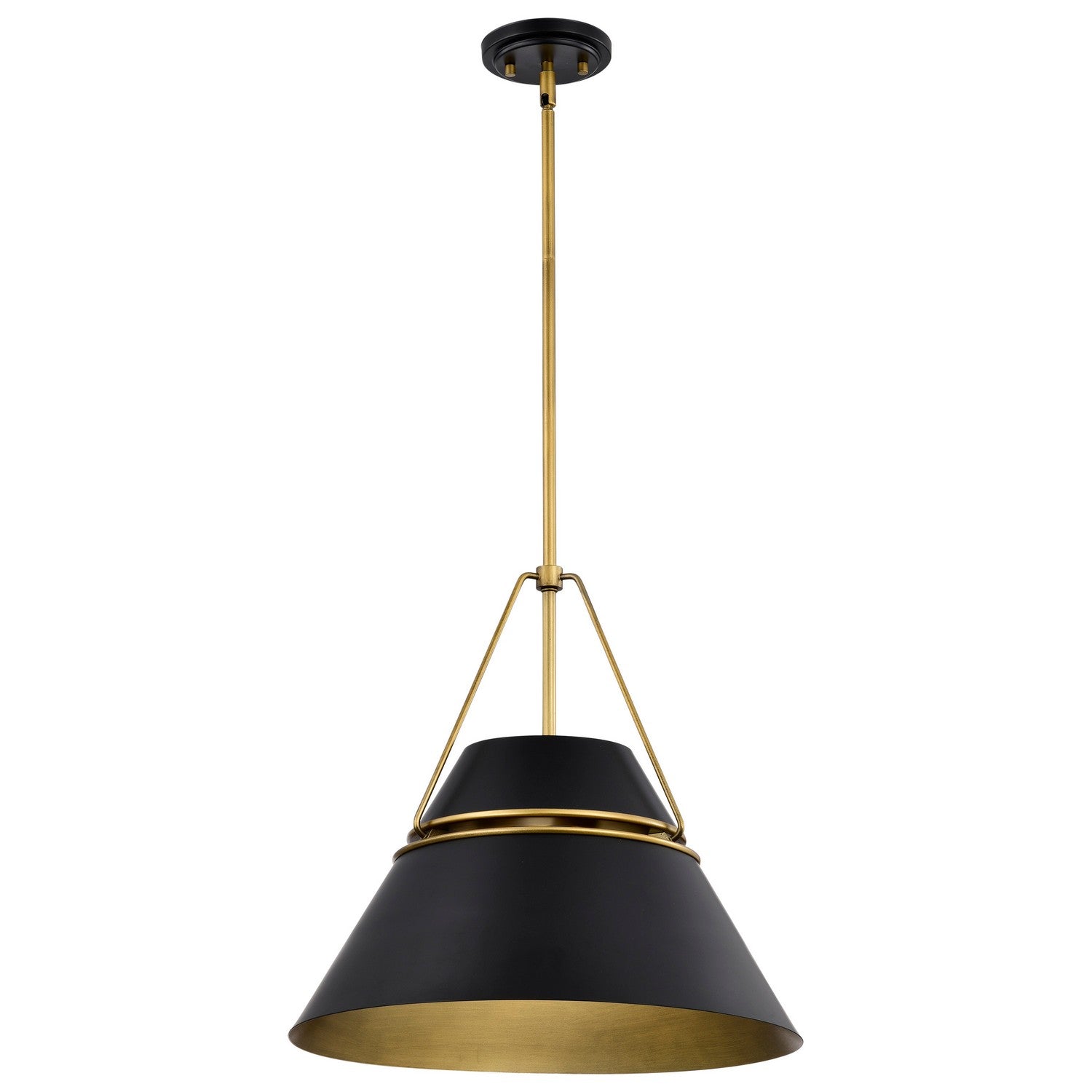 Adina 18 Inch 3-Light Pendant Lighting Fixture - Matte Black & Natural Brass Finish for Kitchen Island, Dining Room, or Entryway