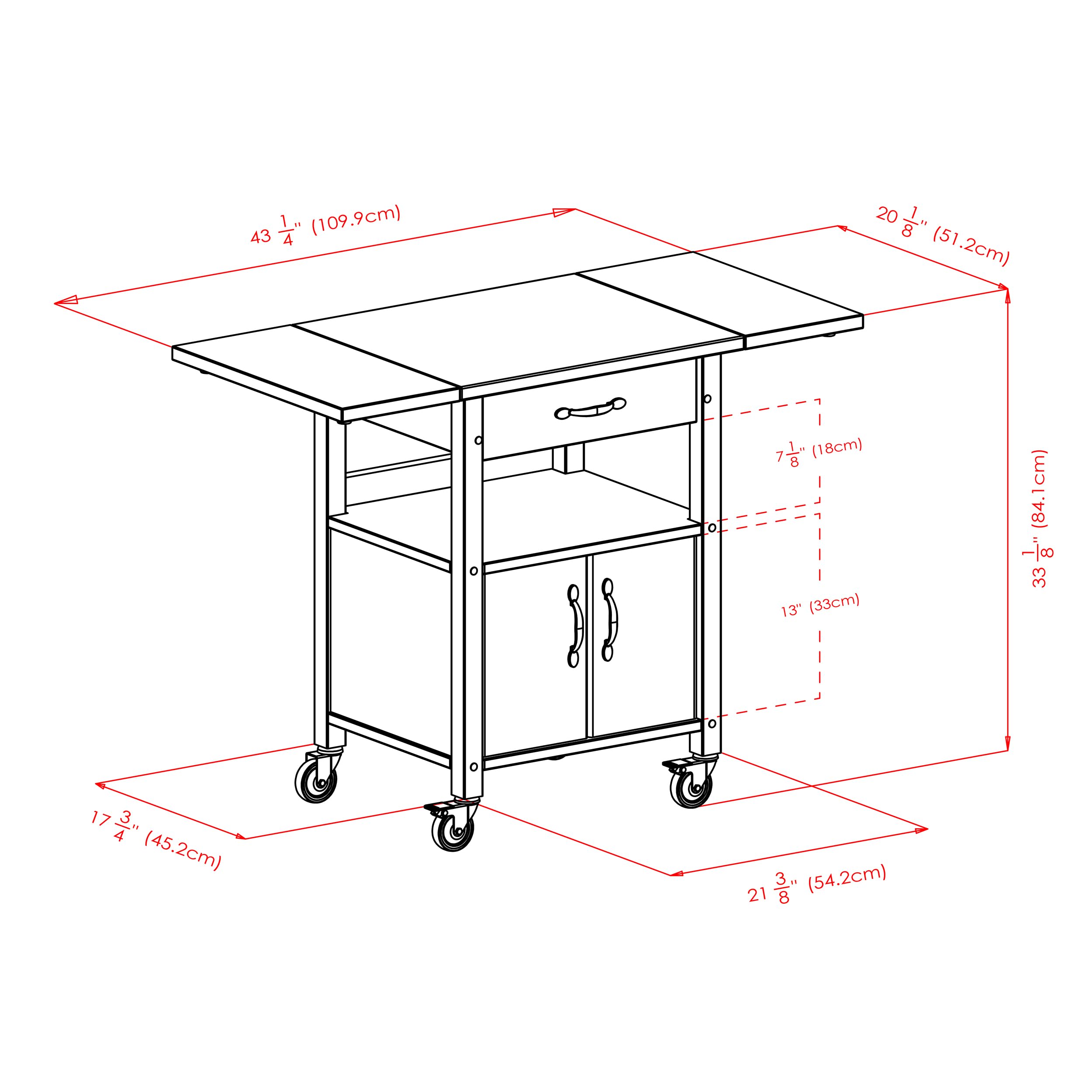Winsome Wood Drop-Leaf Kitchen Cart - Space-Saving Kitchen Island with Wheels for Small Spaces, Dining & Food Prep - Perfect for Apartments, Dorms & Compact Kitchens