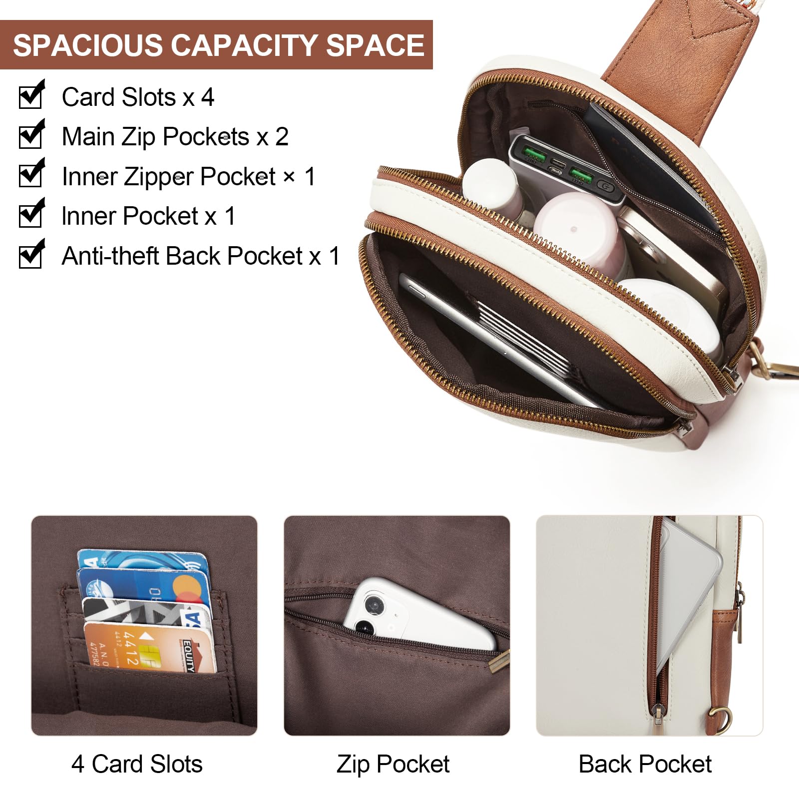 CLUCI Genuine Leather Crossbody Bag for Women - Stylish Sling Backpack Purse, Adjustable Strap, Lightweight & Durable - Perfect for Travel, Shopping & Daily Use