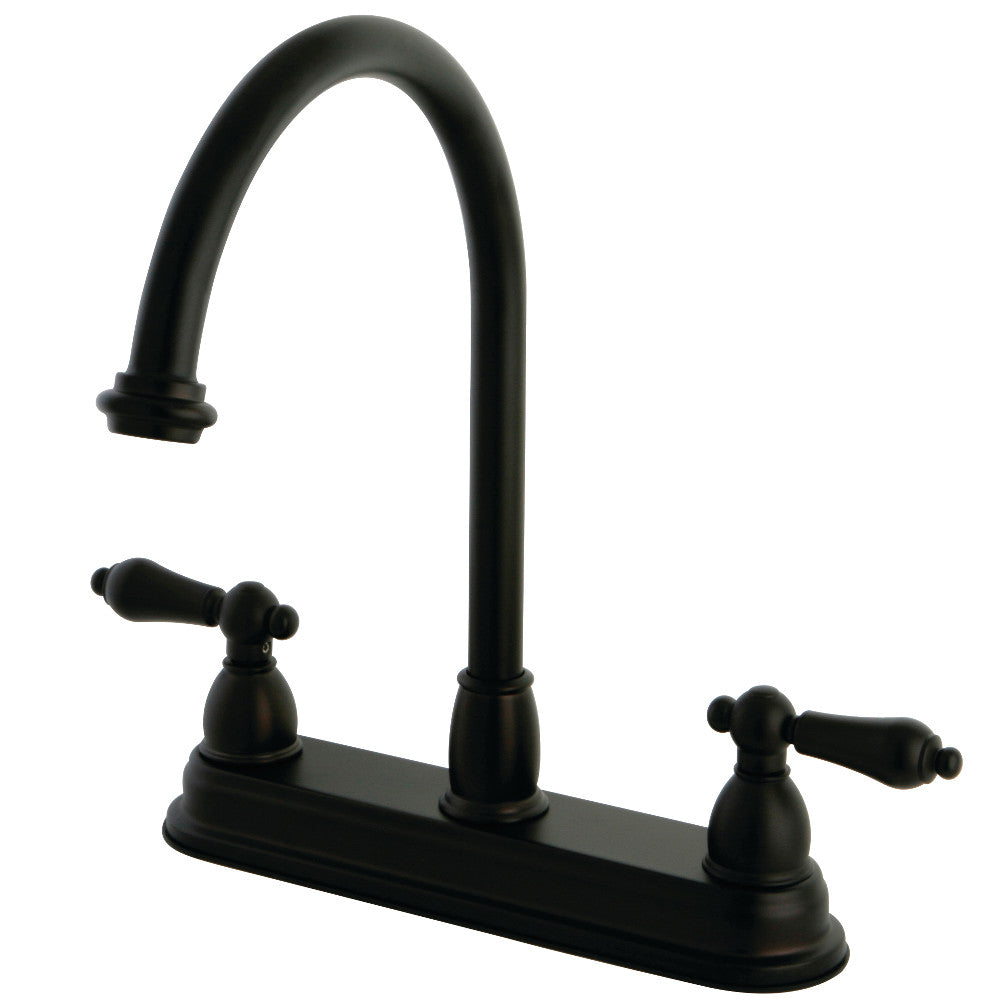 Kingston Brass KB3748AL Restoration Centerset Kitchen Faucet - High Arc Pull-Down Sprayer, Oil Rubbed Bronze Finish for Modern Farmhouse & Vintage Style Kitchens