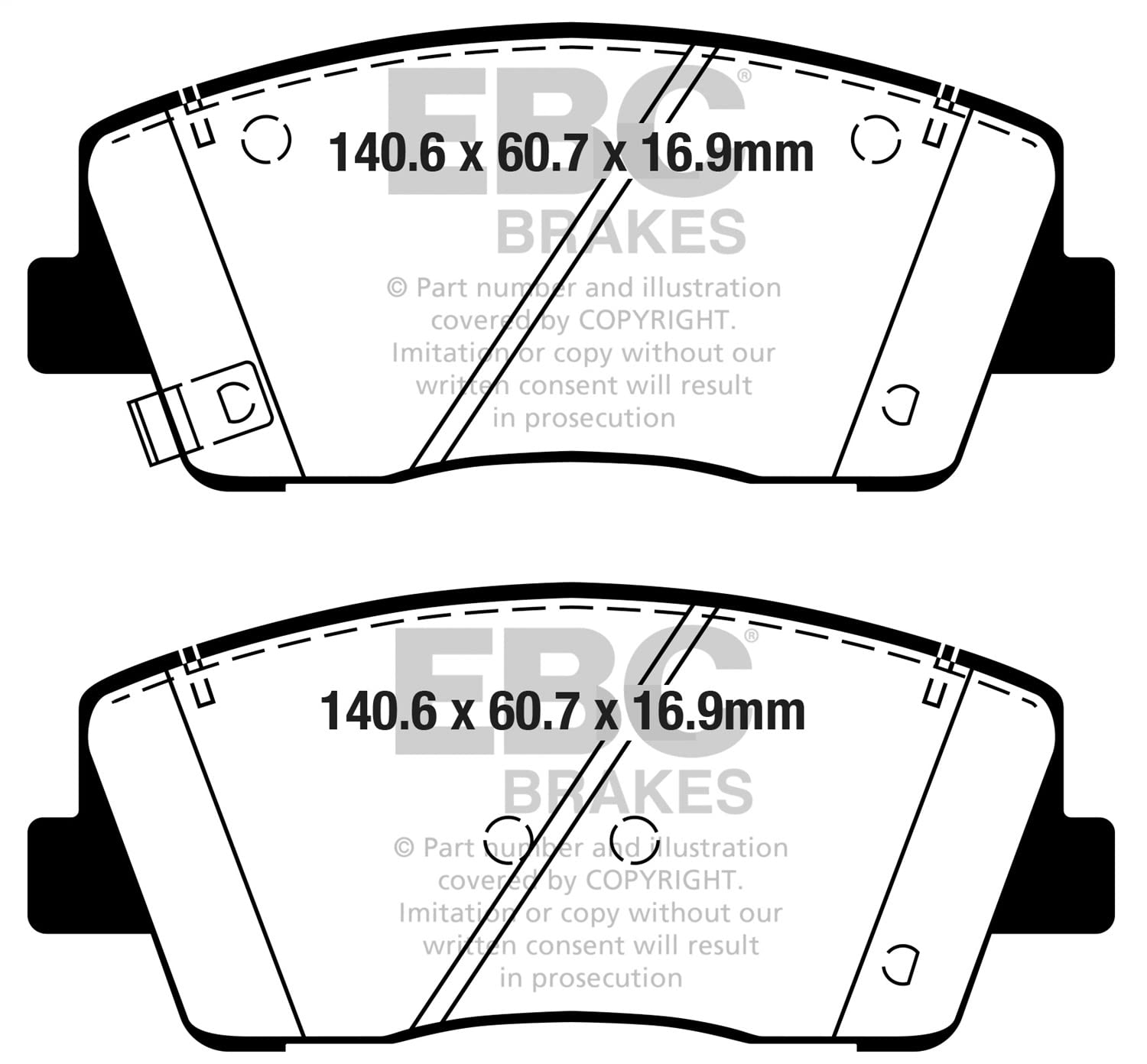 EBC Brakes UD2117 OE Replacement Brake Pads - High Performance Braking for Cars, Trucks & SUVs - Perfect for Daily Commuting & Highway Driving